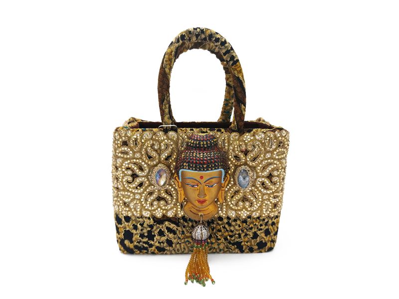 Borsa gioiello in velluto animalier