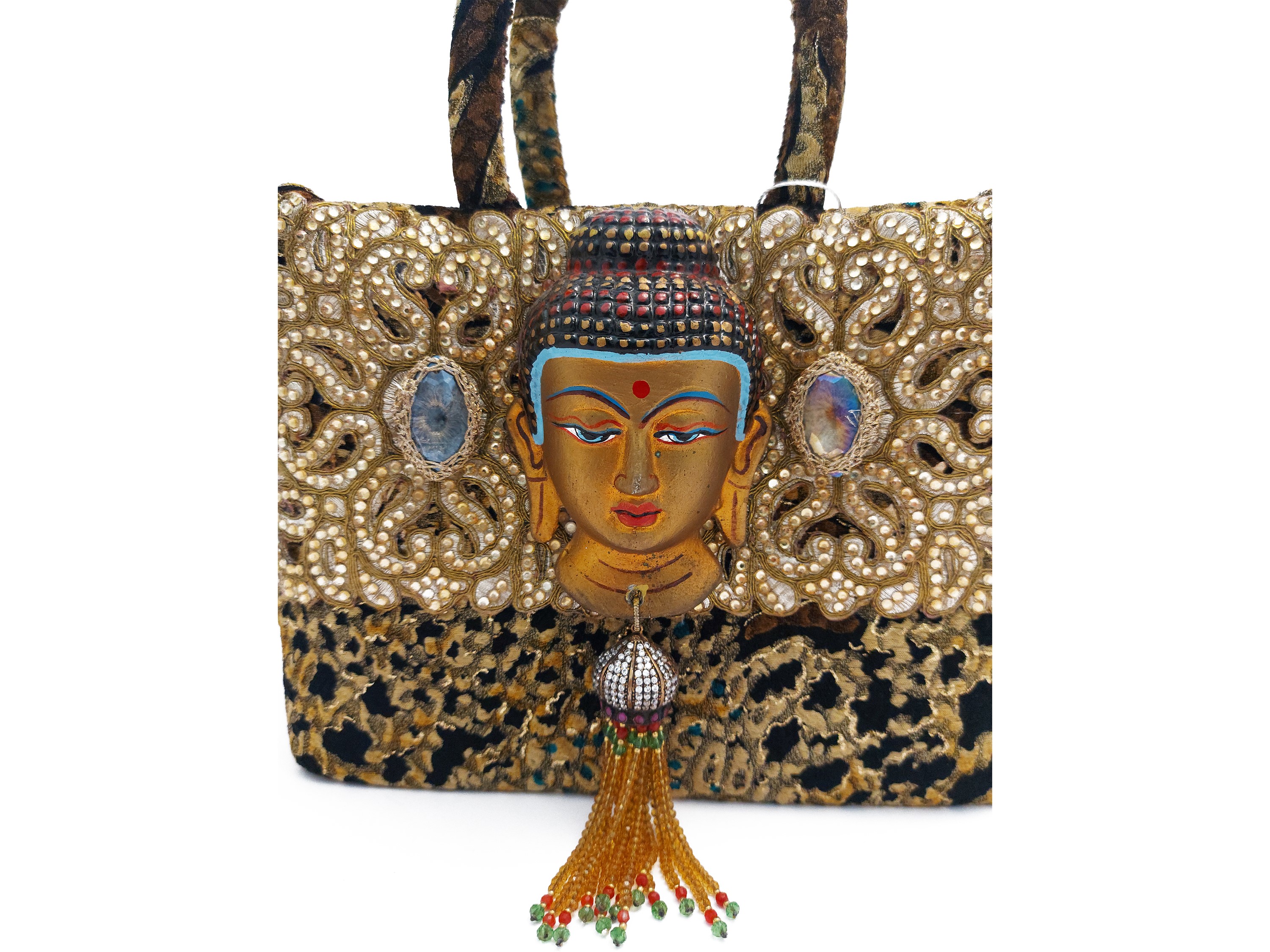 Borsa gioiello in velluto animalier