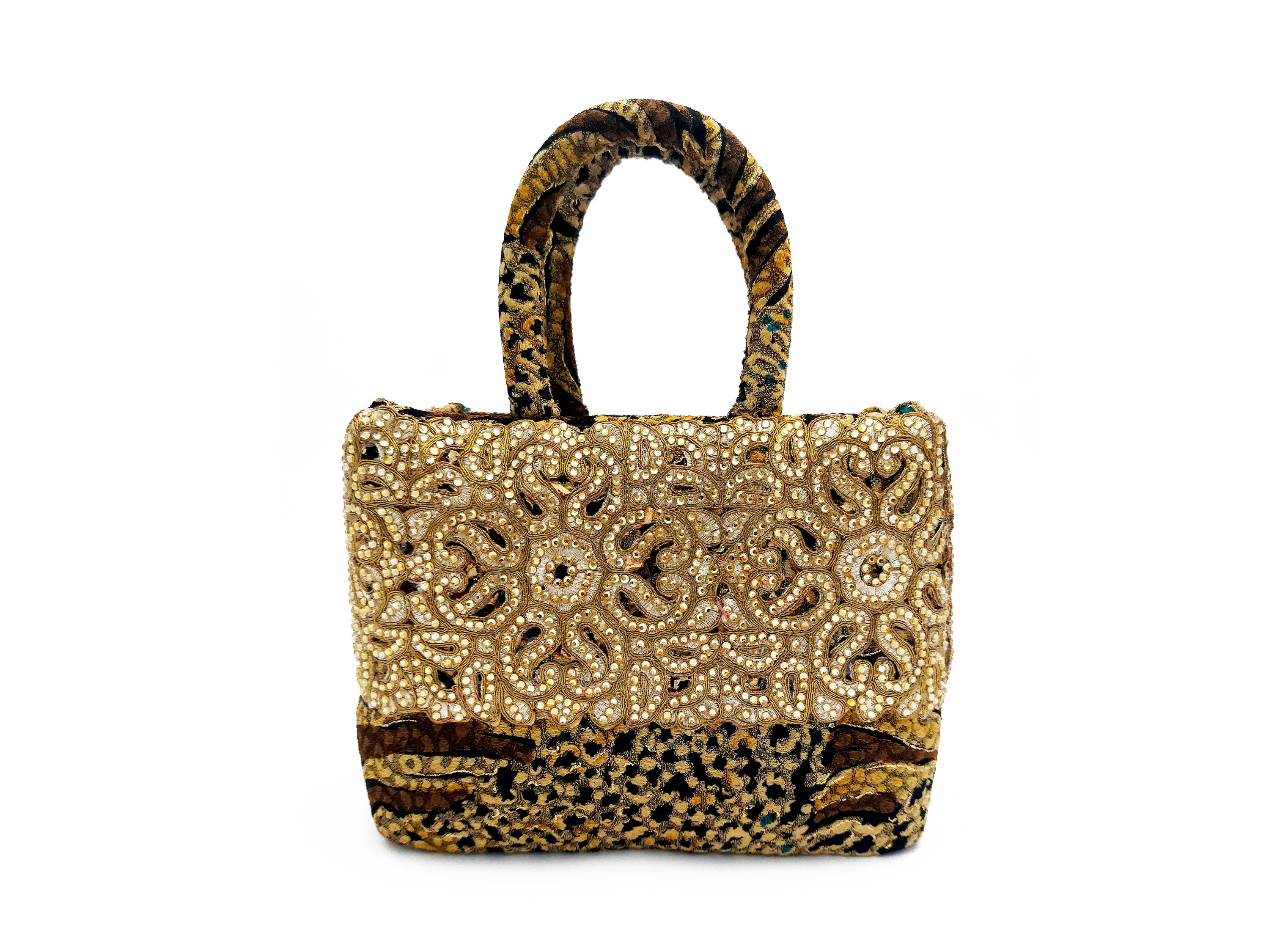 Borsa gioiello in velluto animalier