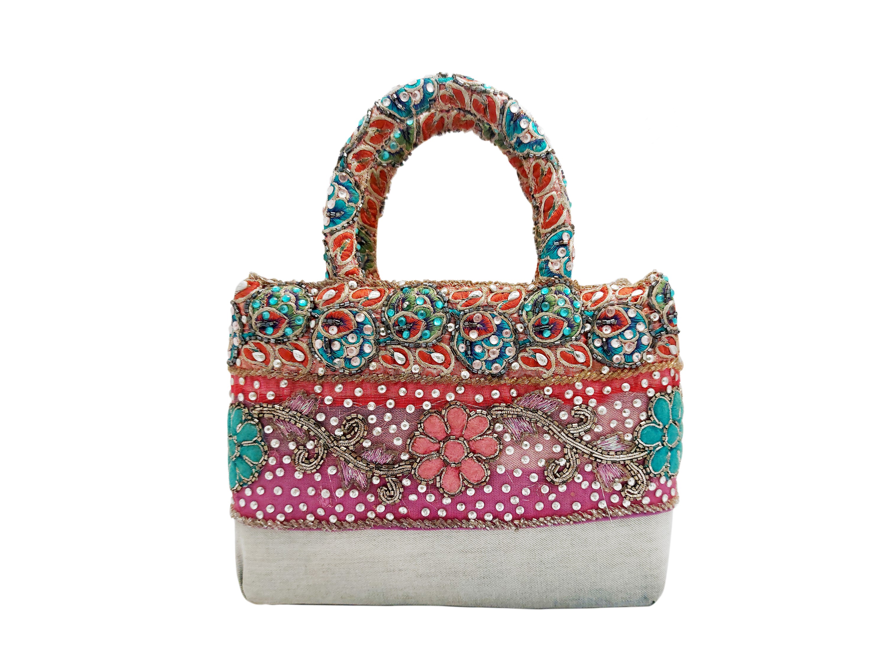 Borsa gioiello in denim delavé