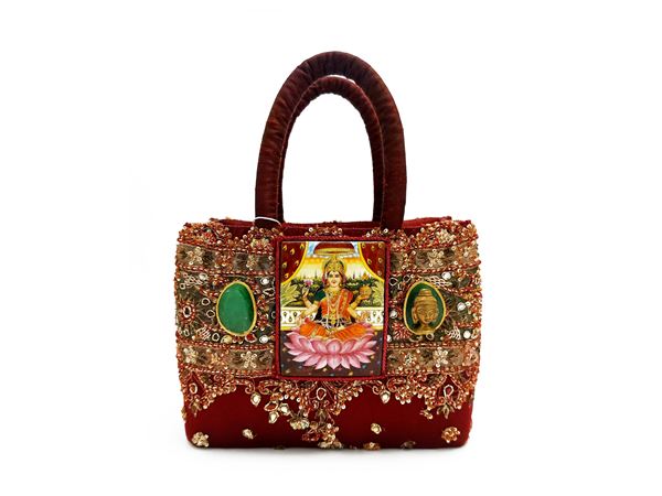 Borsa gioiello in seta bordeaux