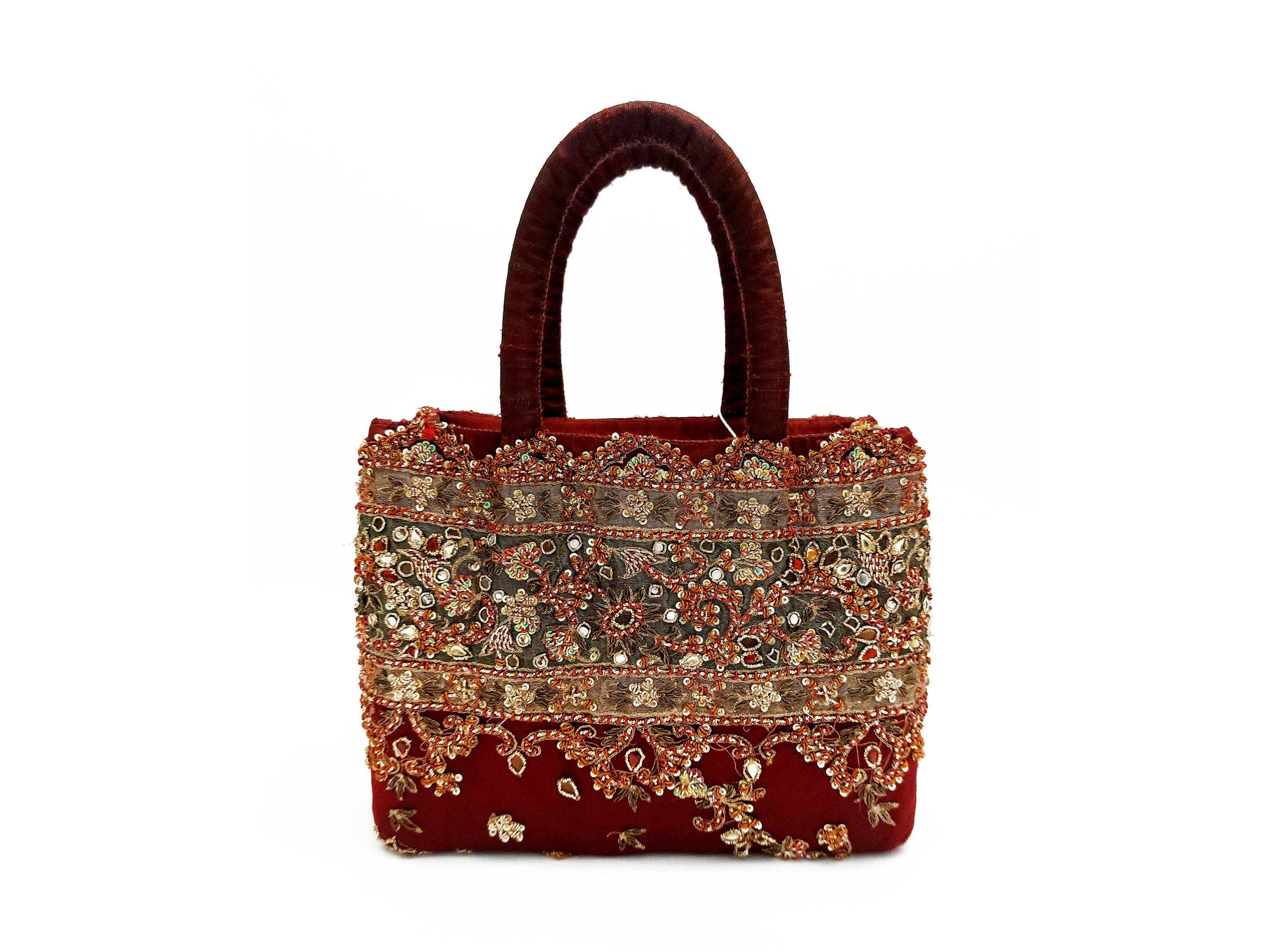 Borsa gioiello in seta bordeaux