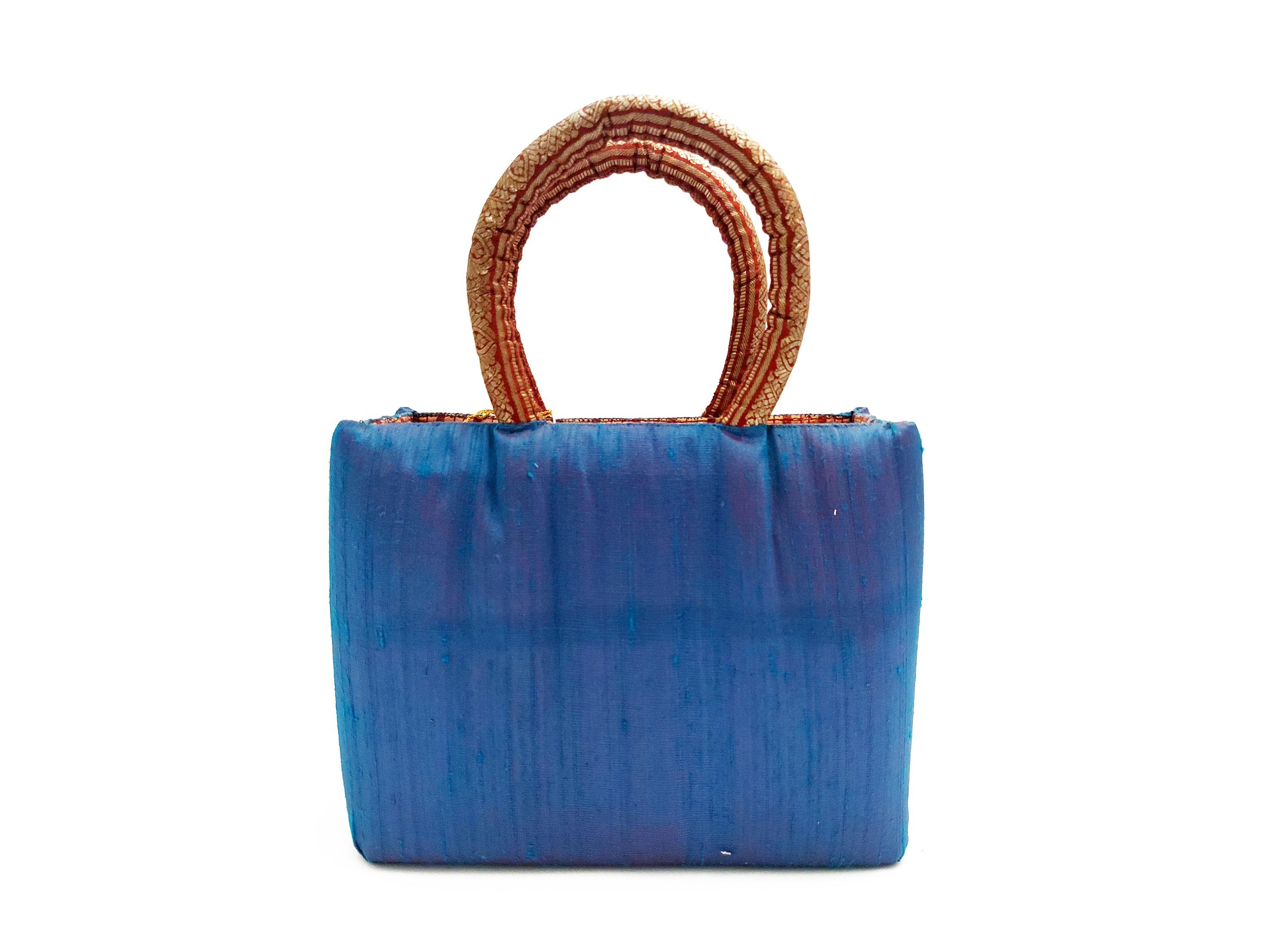 Borsa gioiello in shantung di seta blu elettrico