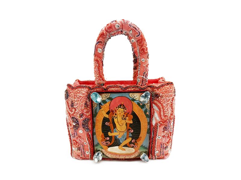 Borsa gioiello rosa con thangka centrale