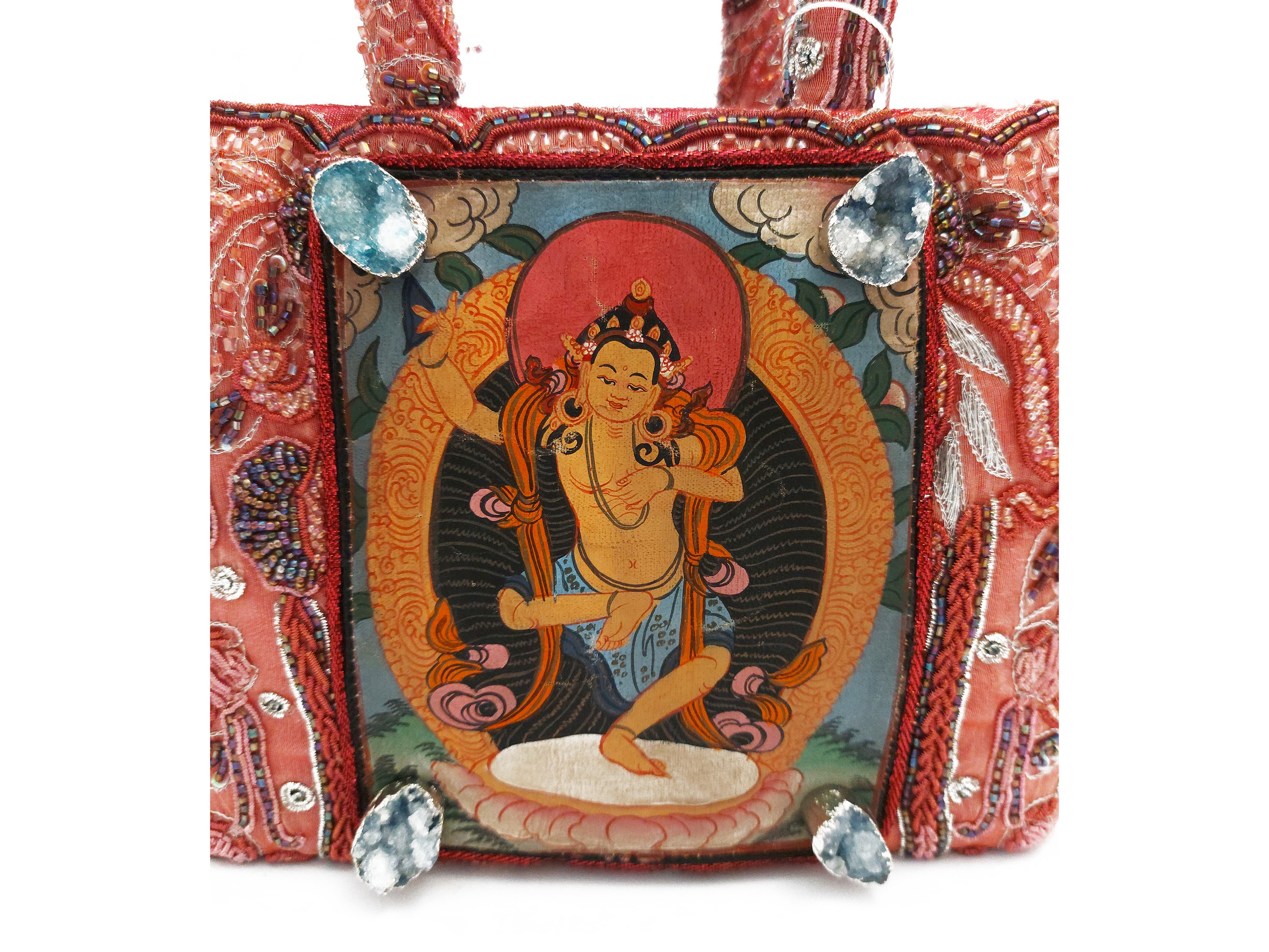 Borsa gioiello rosa con thangka centrale