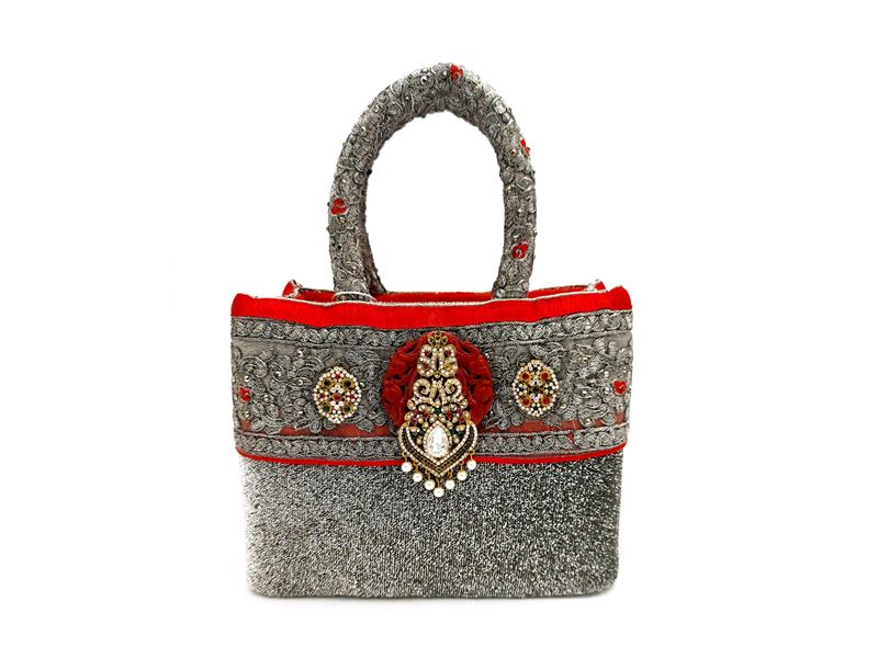 Borsa gioiello in lamé argento