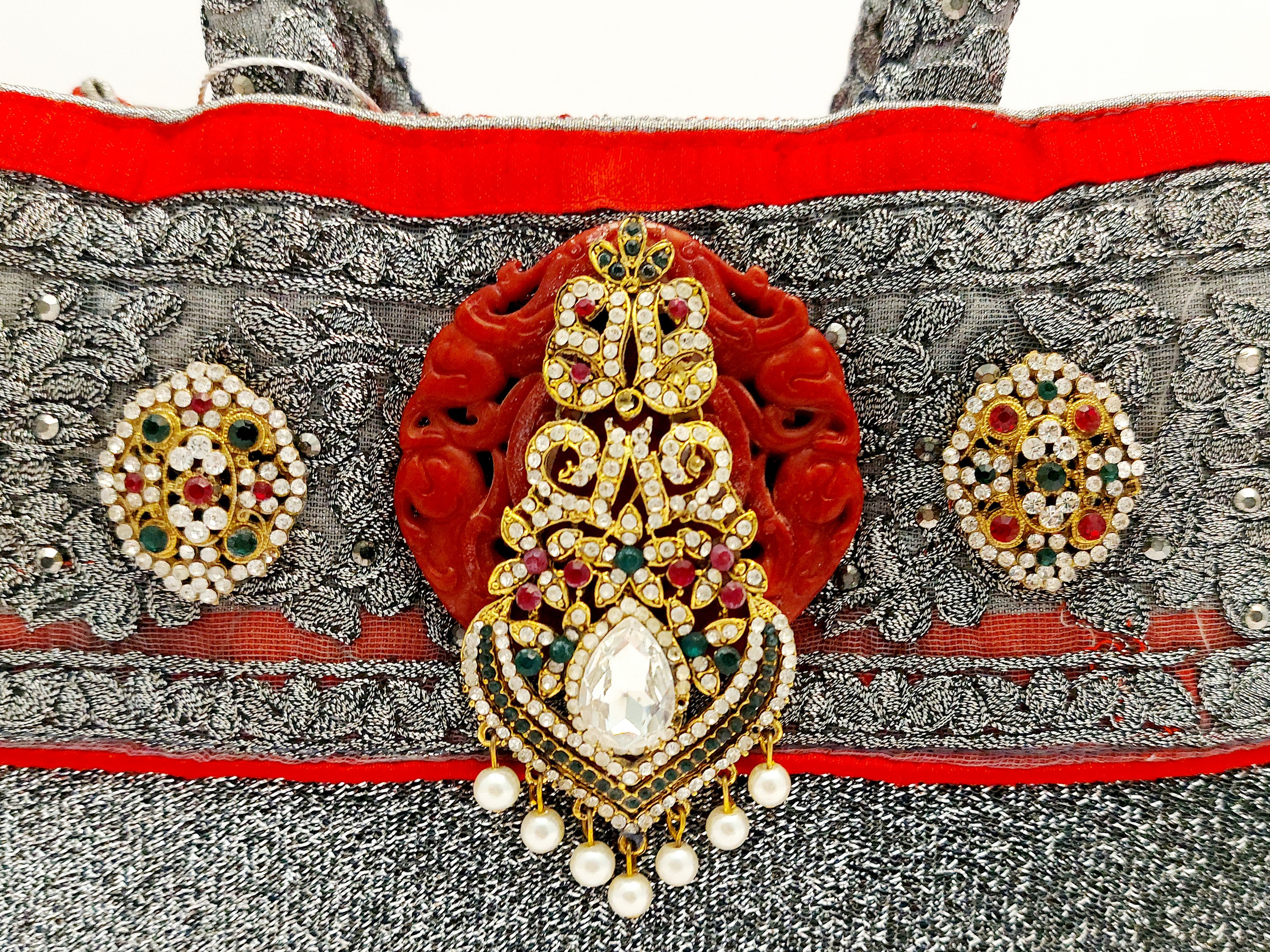 Borsa gioiello in lamé argento