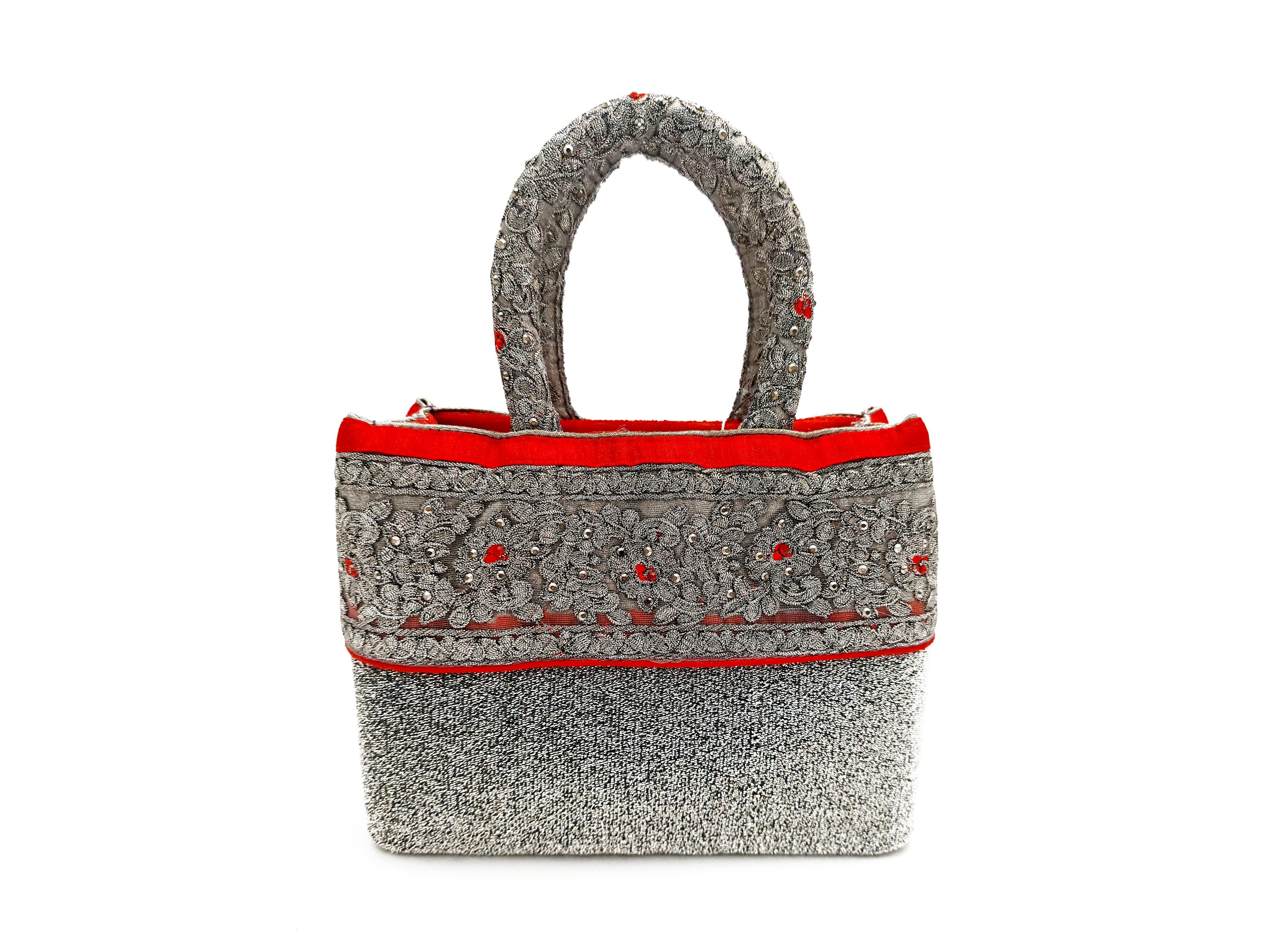 Borsa gioiello in lamé argento