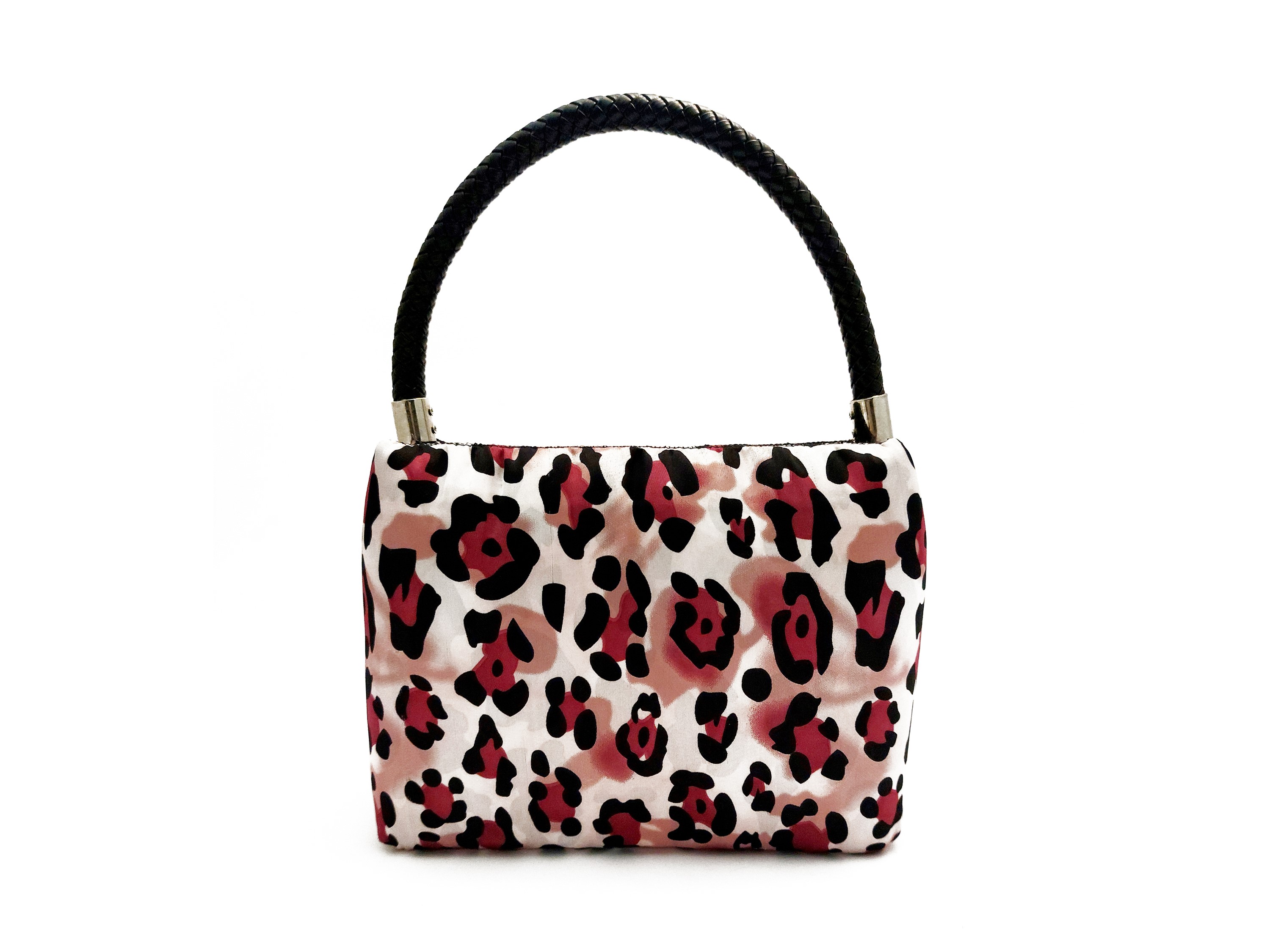 Borsa gioiello in seta animalier rosa