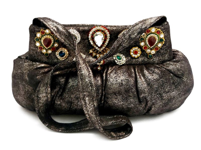 Pochette gioiello grigio metallizzato