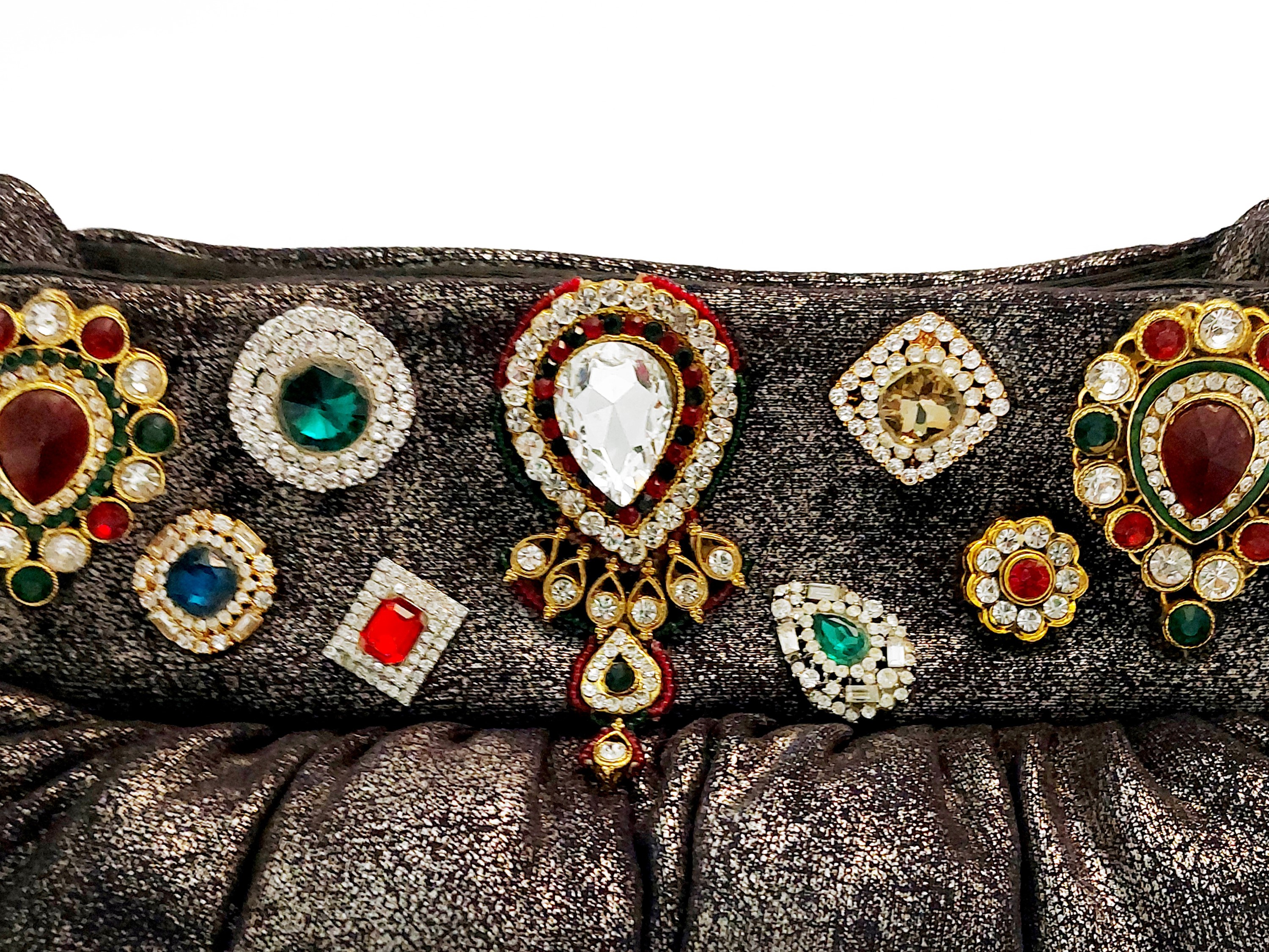 Pochette gioiello grigio metallizzato