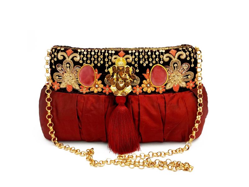 Pochette gioiello in seta bordeaux