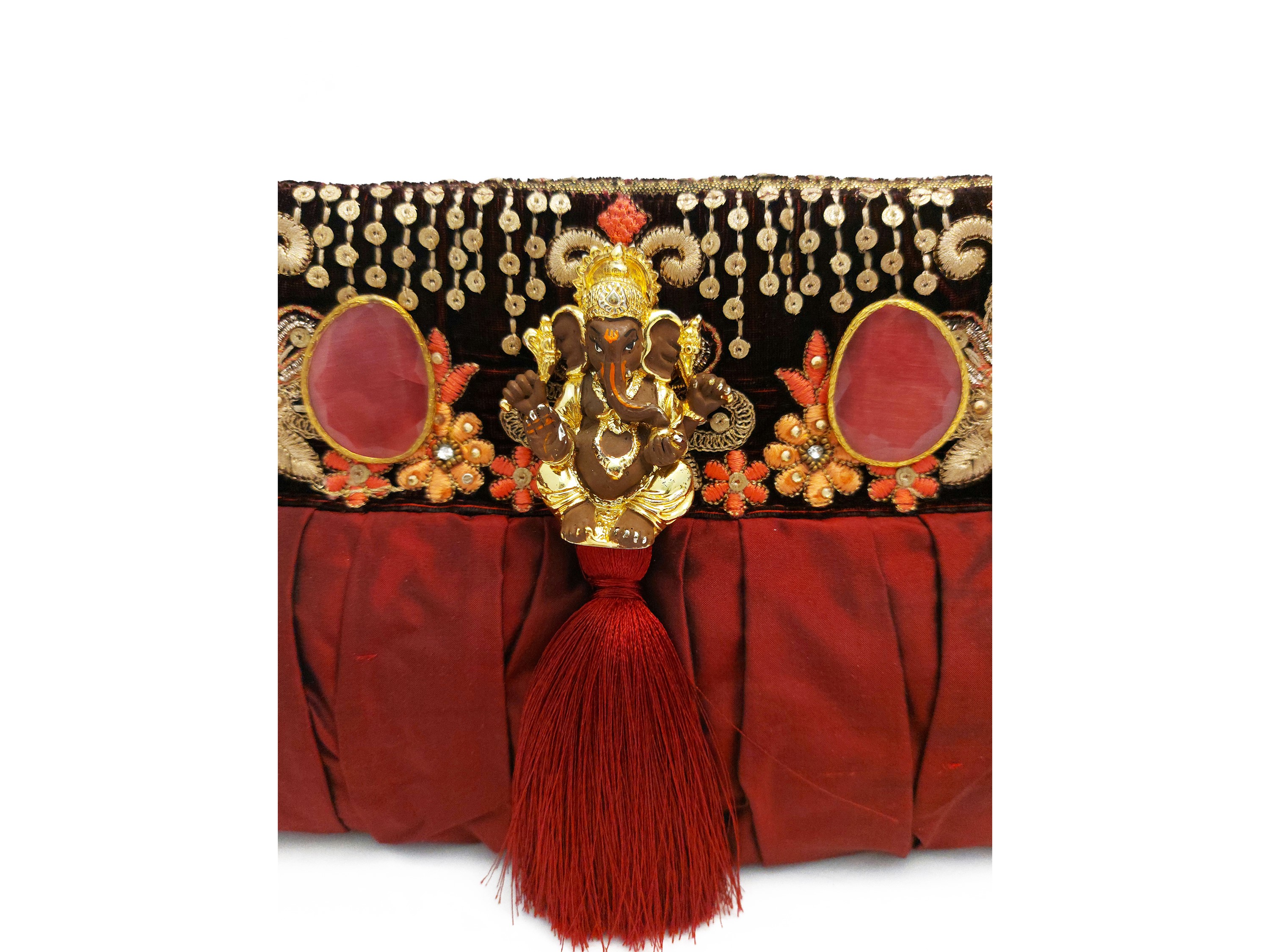 Pochette gioiello in seta bordeaux