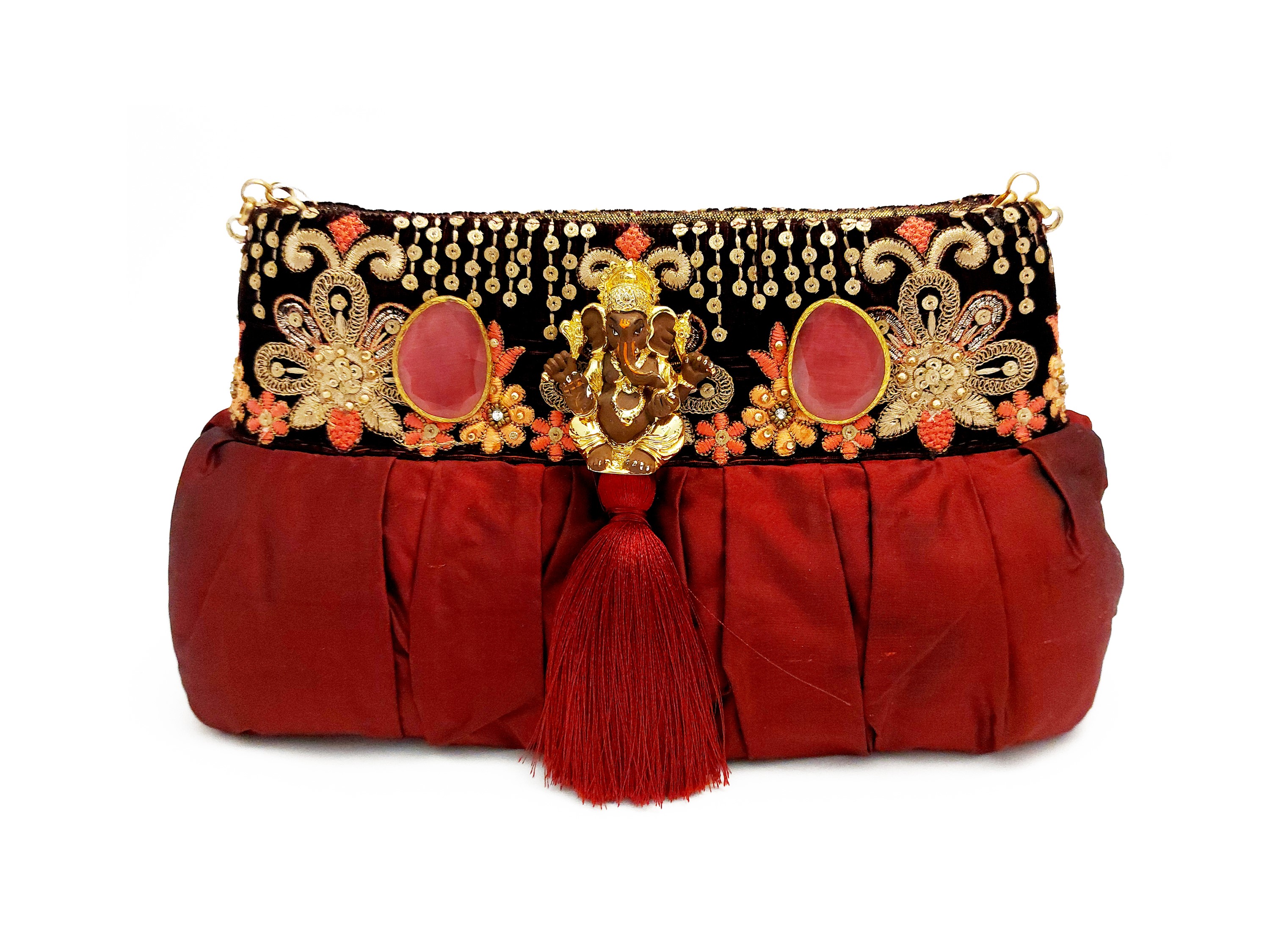 Pochette gioiello in seta bordeaux