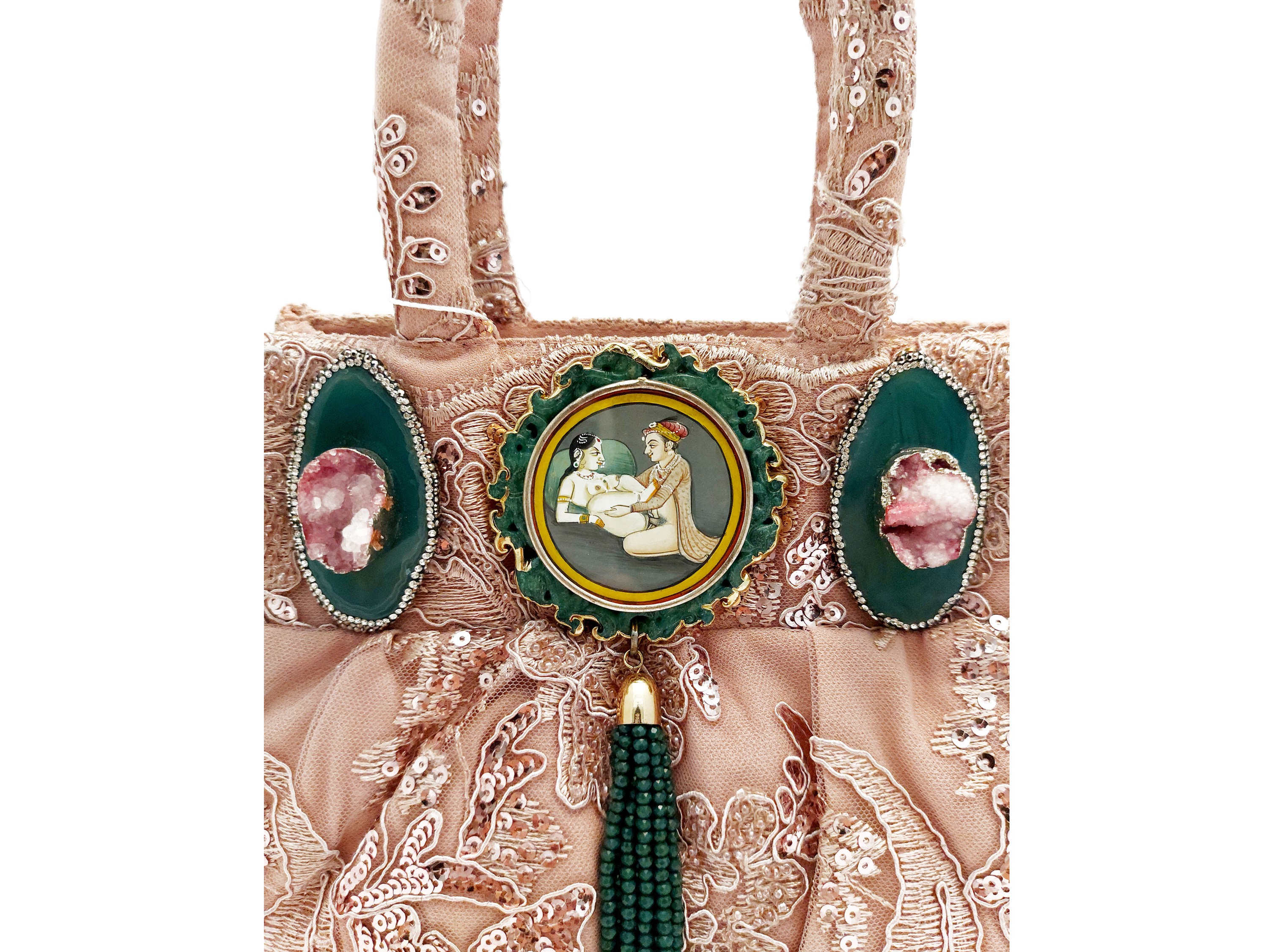 Borsa gioiello in tulle rosa