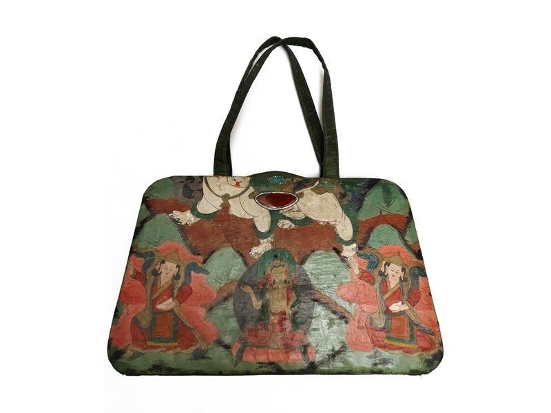 Borsa in shantung di seta verde oliva