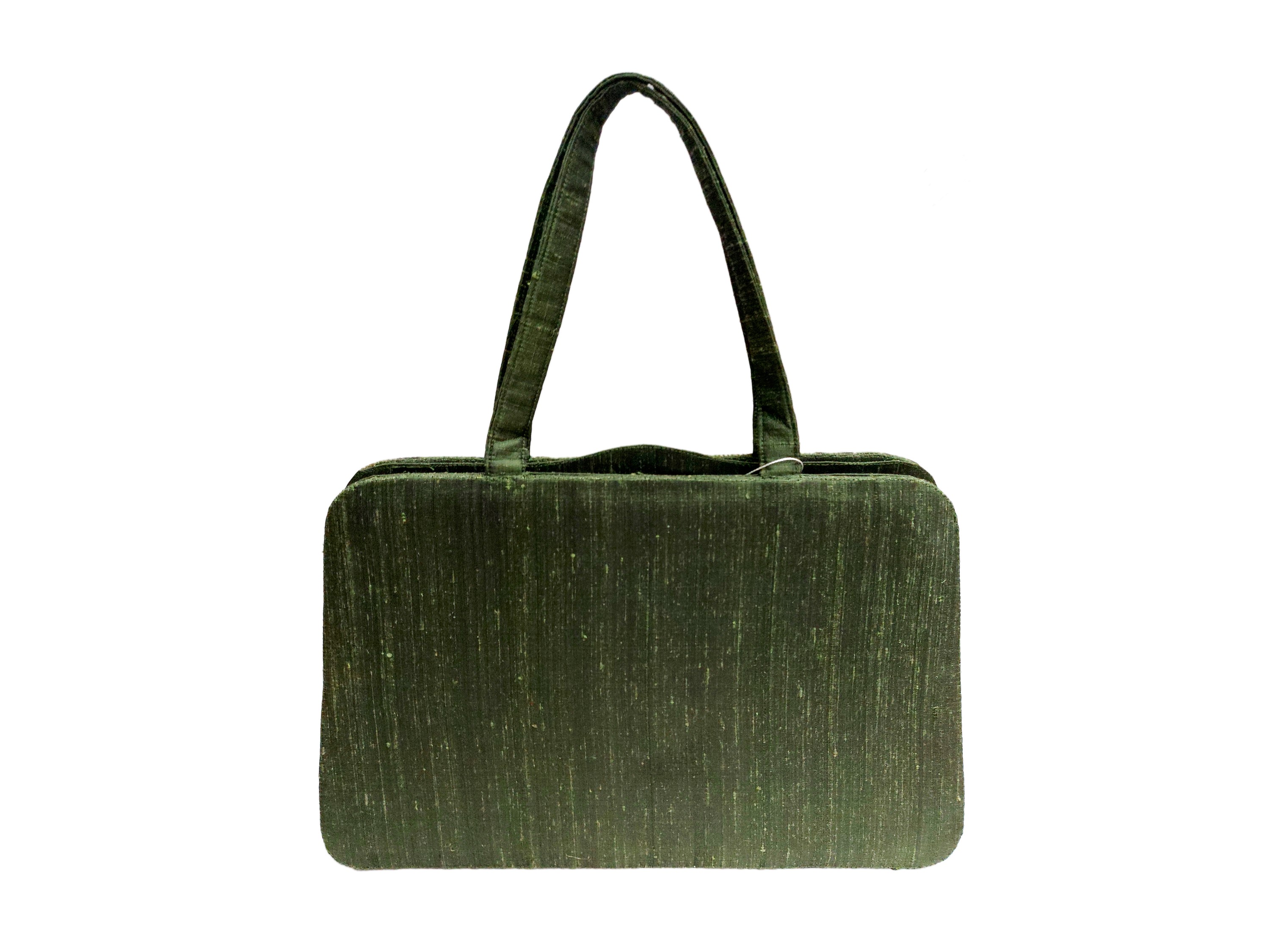 Borsa in shantung di seta verde oliva