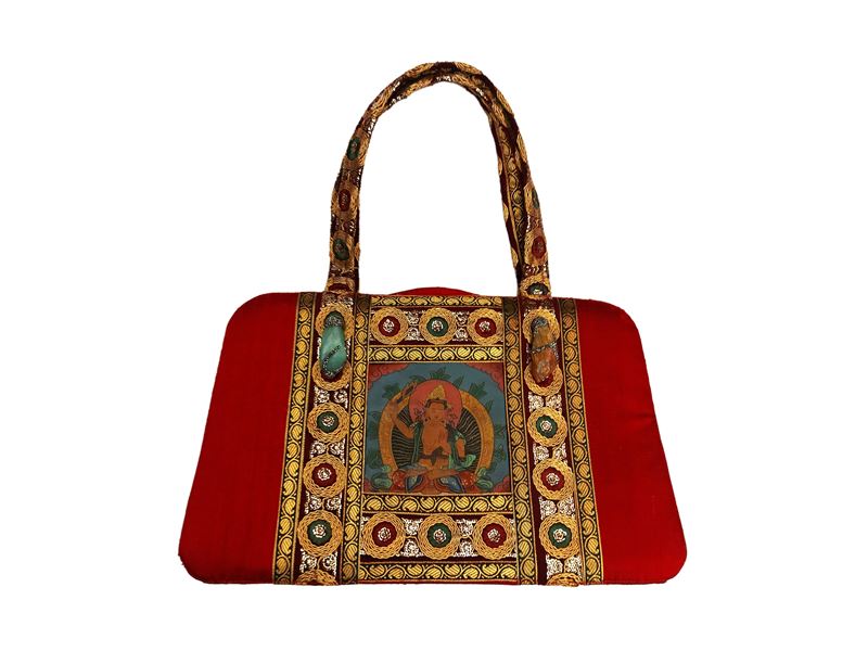Borsa in shantung di seta rosso scuro