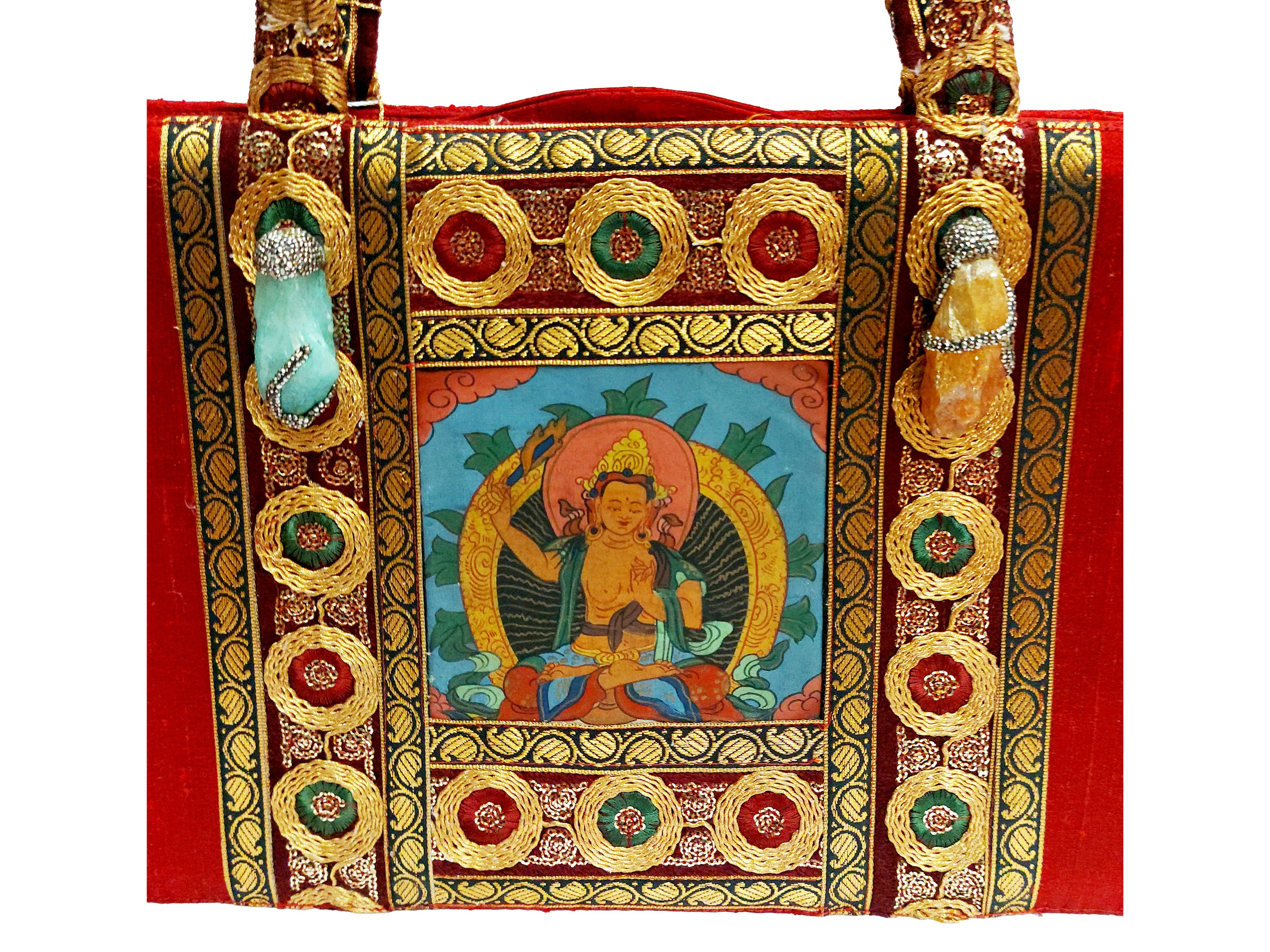 Borsa in shantung di seta rosso scuro