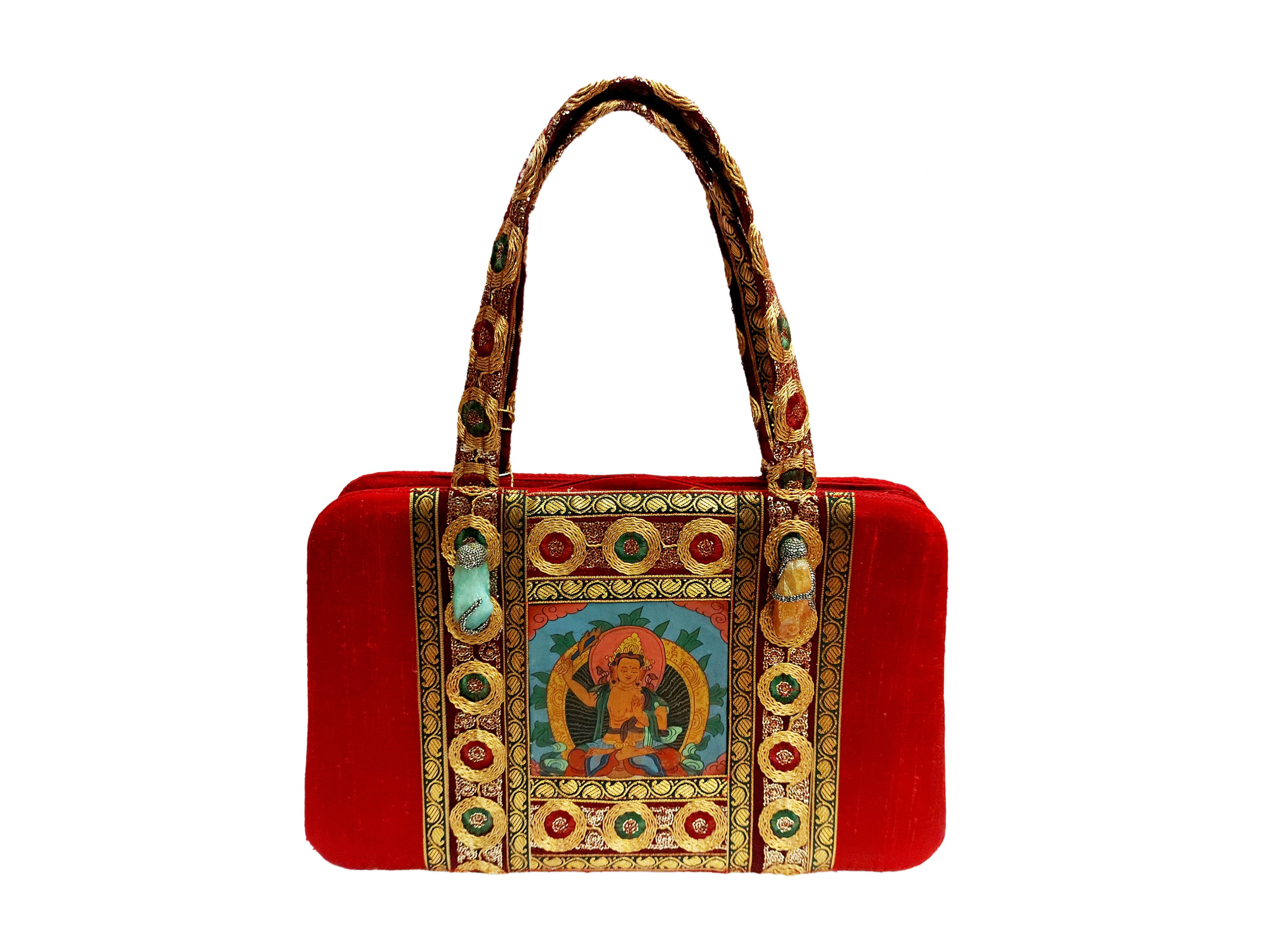 Borsa in shantung di seta rosso scuro