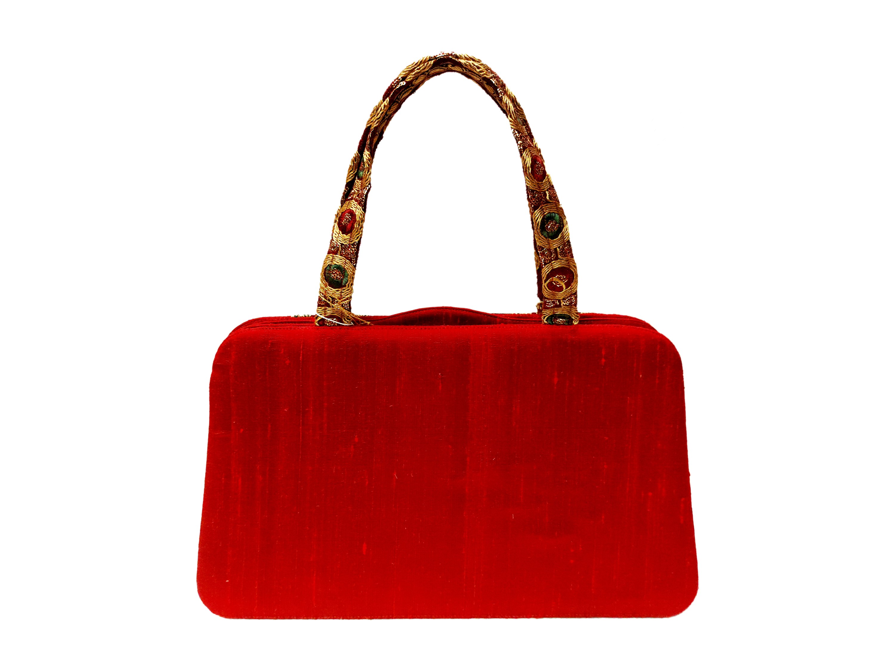 Borsa in shantung di seta rosso scuro