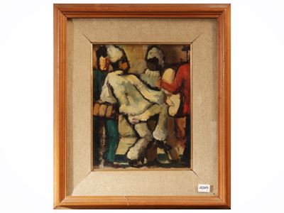 Pulcinella, olio su faesite