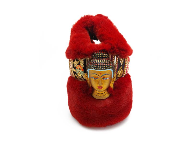 Secchiello in pelliccia ecologica bordeaux