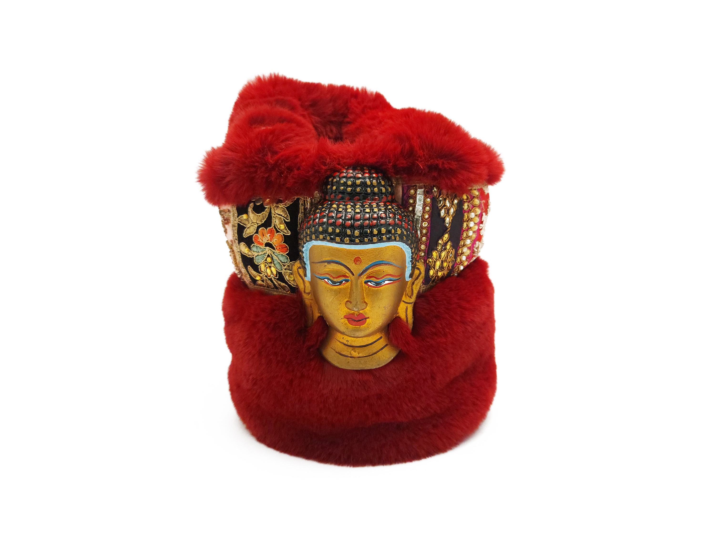 Secchiello in pelliccia ecologica bordeaux