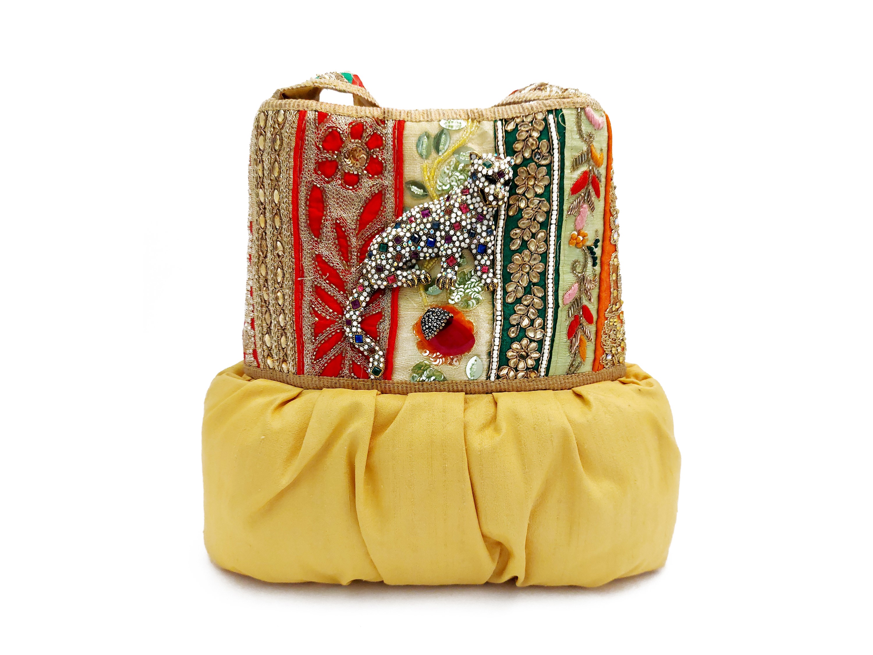 Borsa gioiello in seta gialla