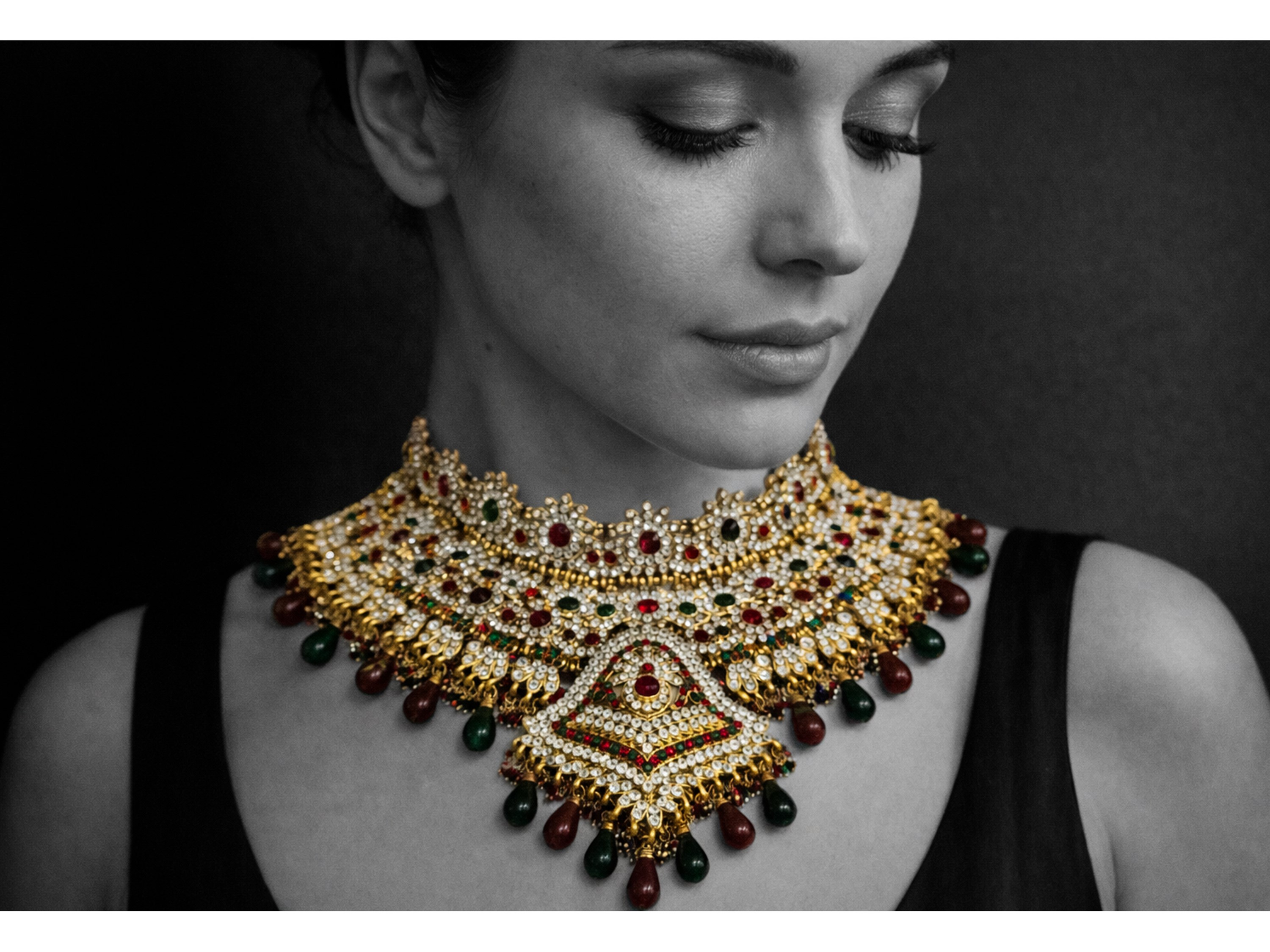 Imponente collier in metallo dorato