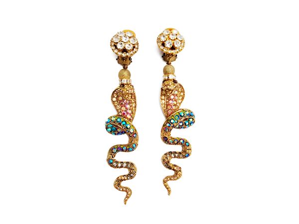 Animalier clip-on dangle earrings  (India)  - Auction Roberta Balsamo: Oriental Dreams.   The jewellery bag collection - Maison Bibelot - Casa d'Aste Firenze - Milano