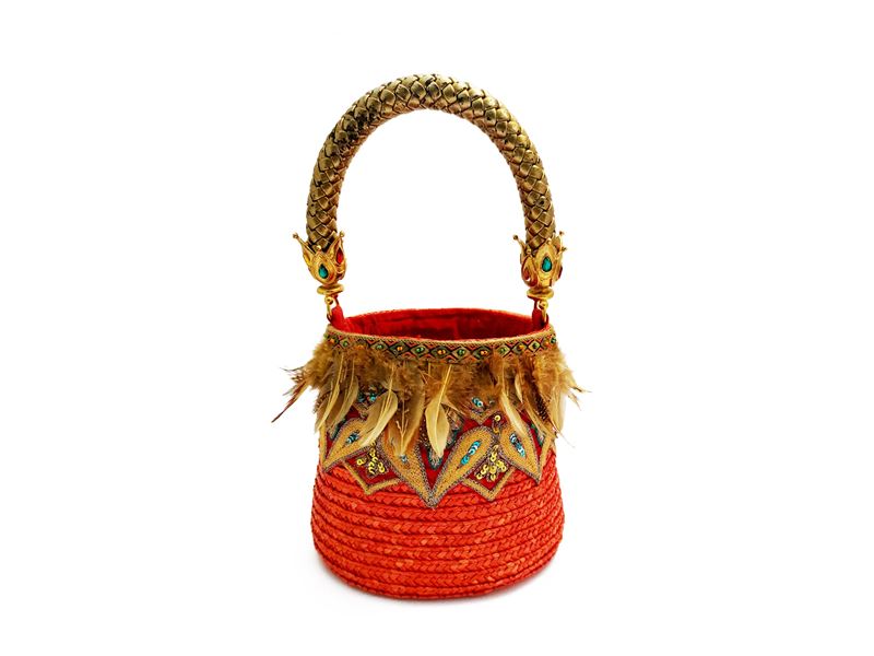 Secchiello in paglia rossa