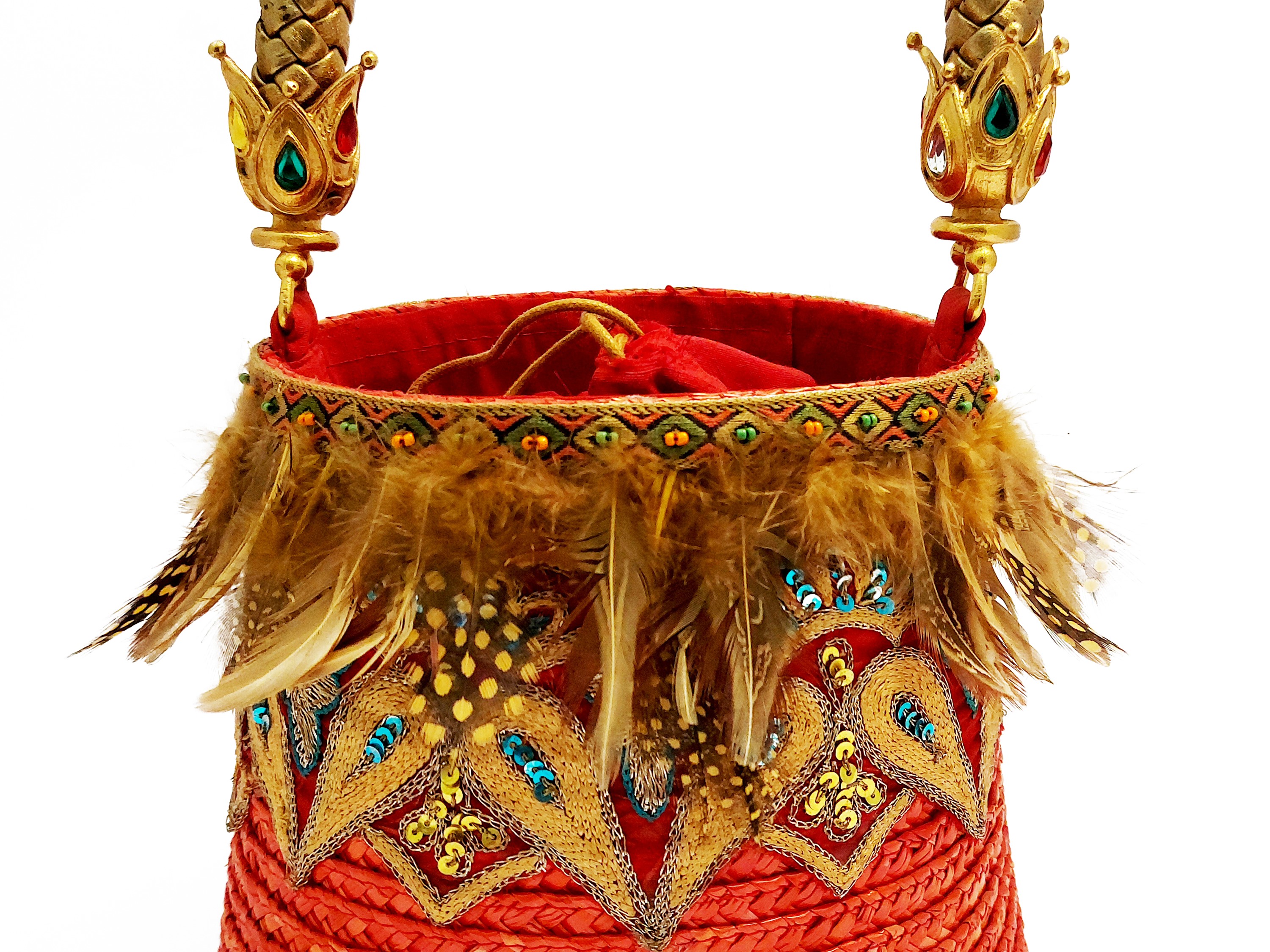 Secchiello in paglia rossa