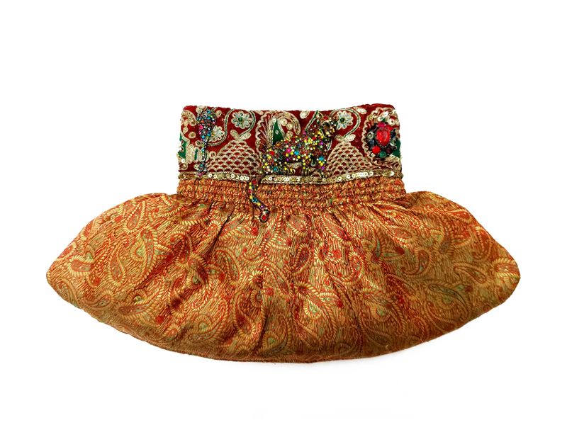 Grande pochette gioiello in seta paisley dorata