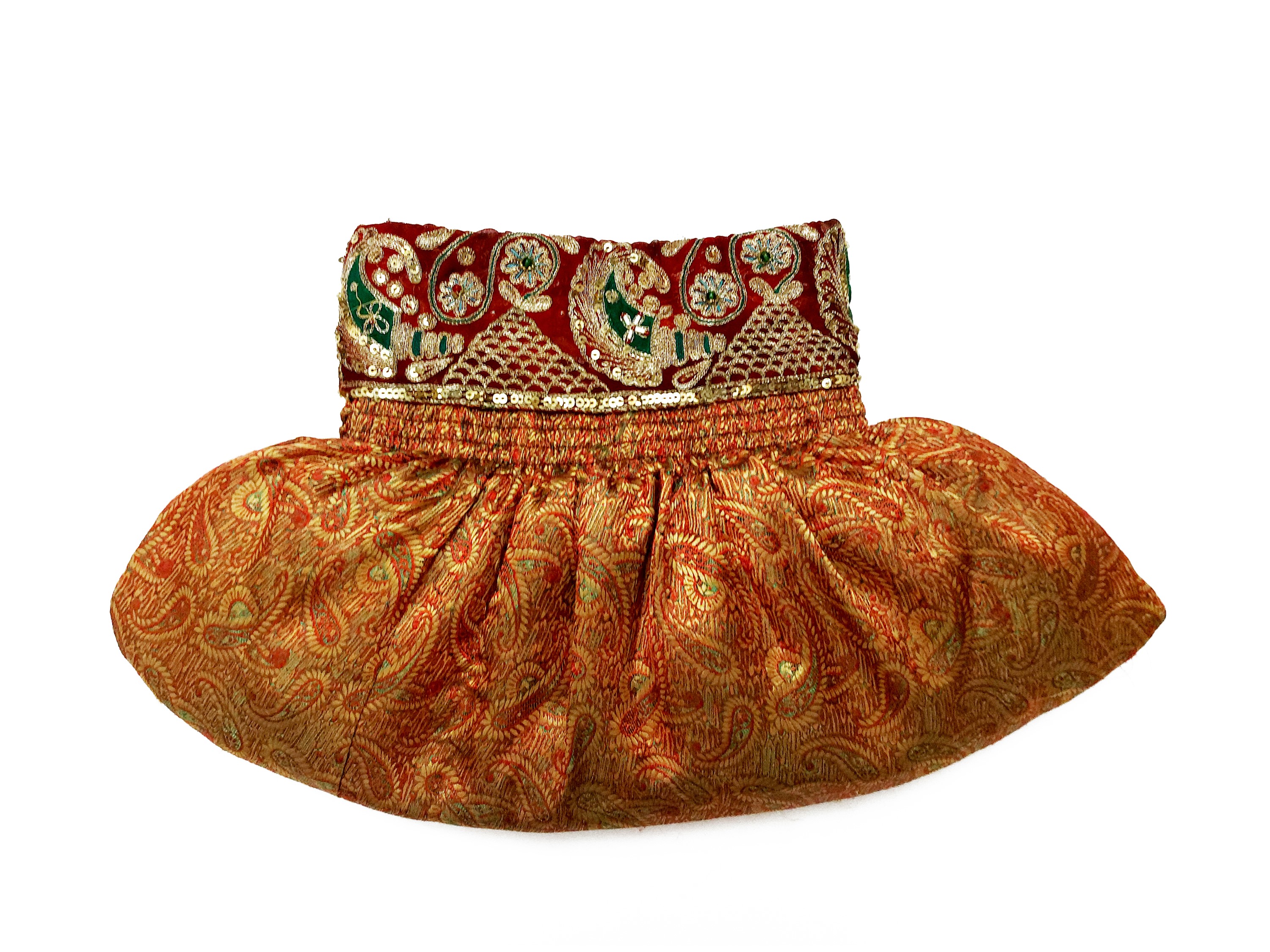 Grande pochette gioiello in seta paisley dorata