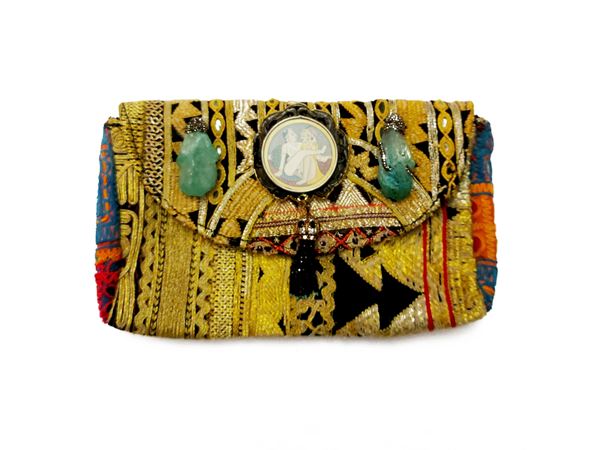 Pochette gioiello in tessuto indiano