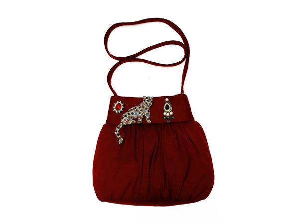 Borsa gioiello in seta bordeaux