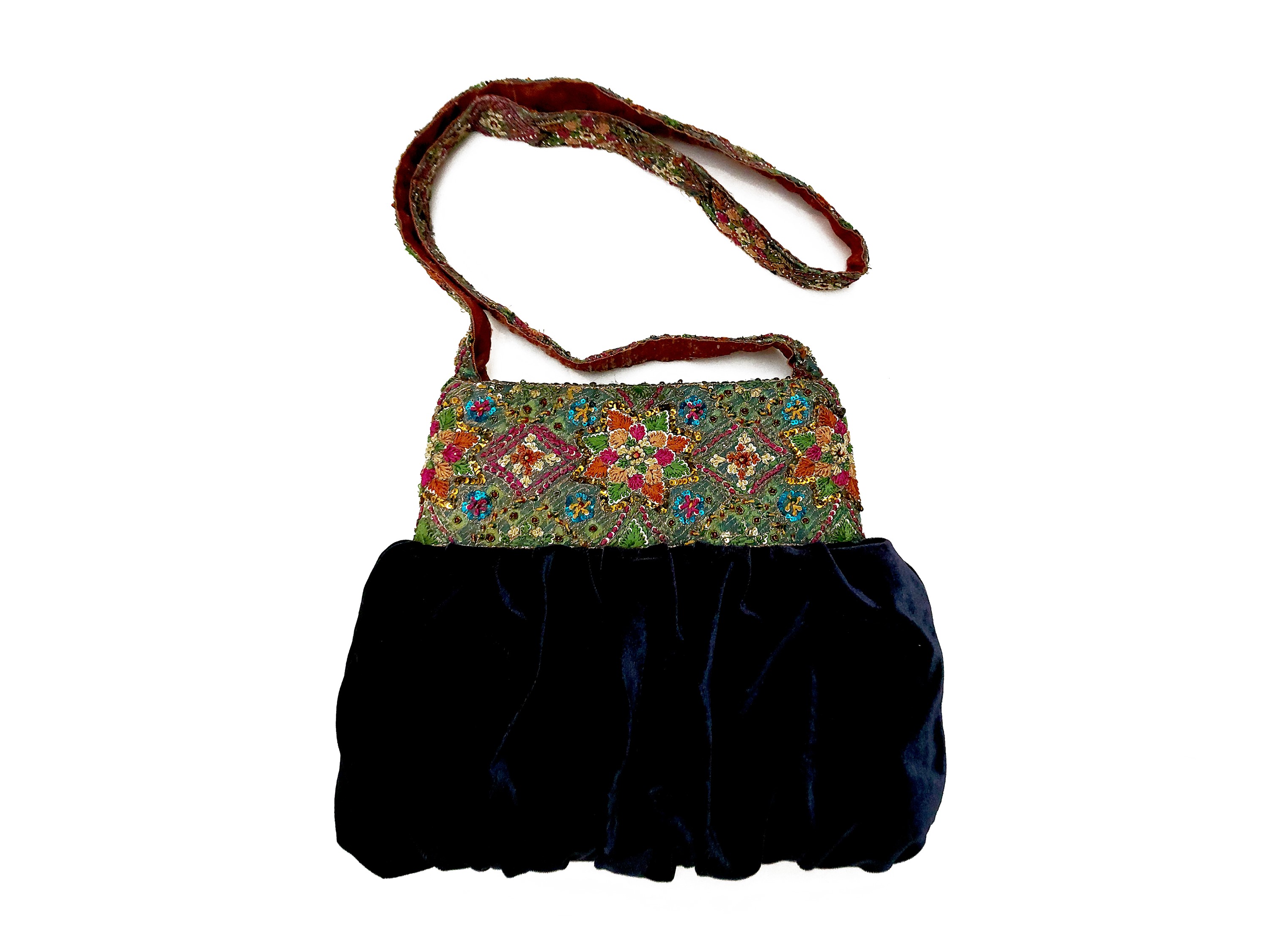 Borsa gioiello in velluito blu notte