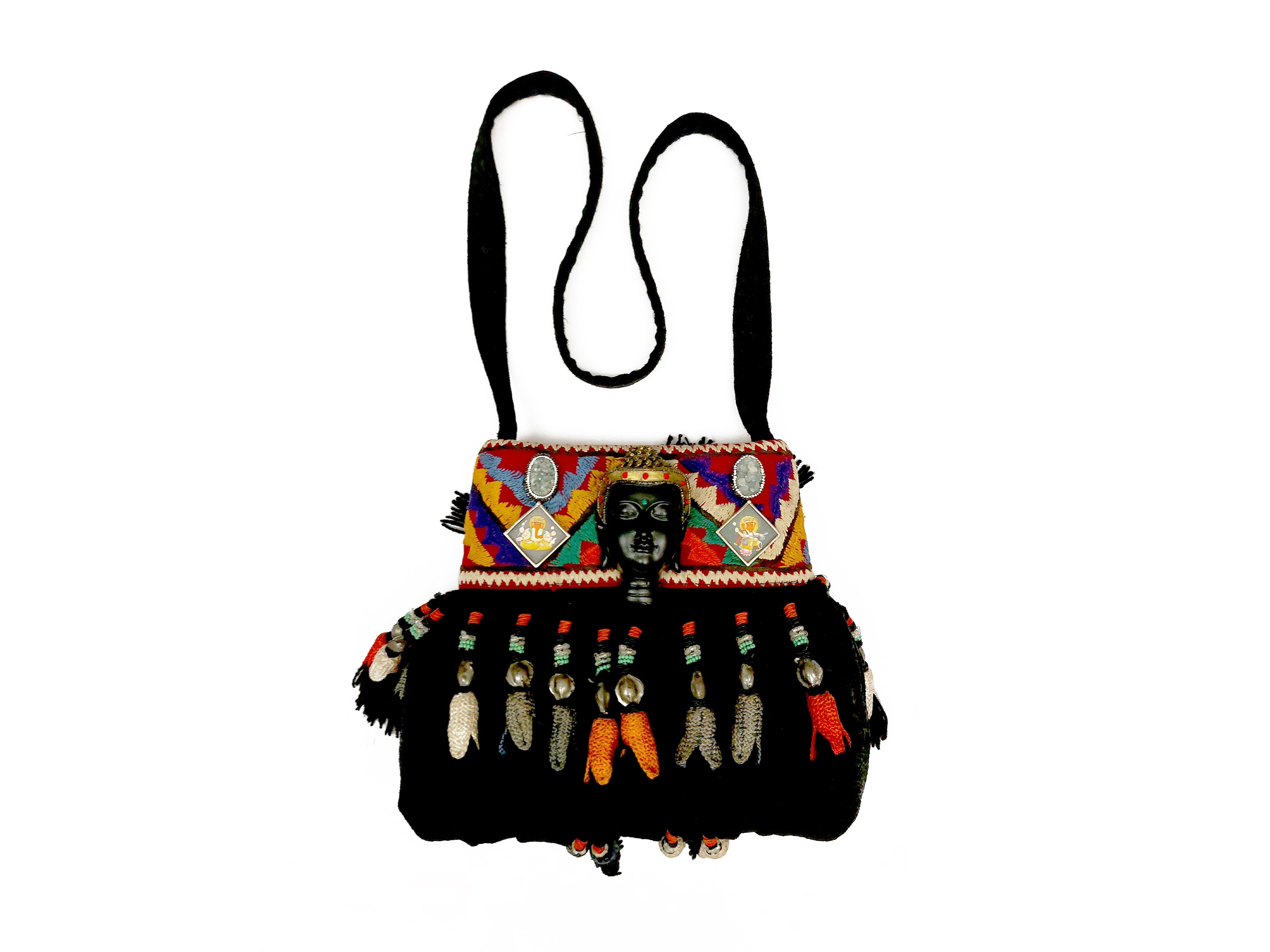 Borsa a tracolla in seta nera