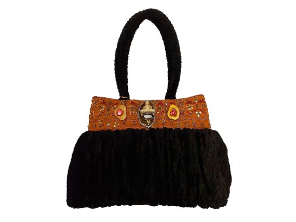 Borsa gioiello in velluto devoré nero
