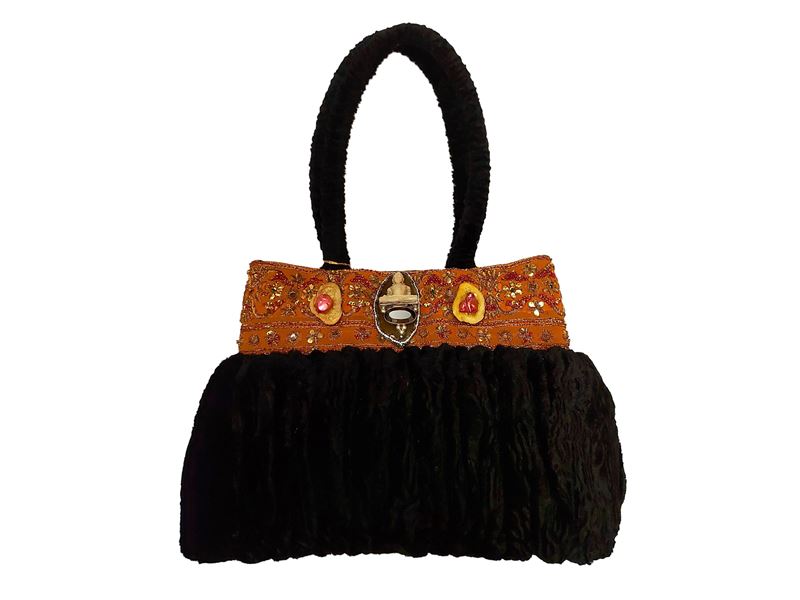 Borsa gioiello in velluto devoré nero