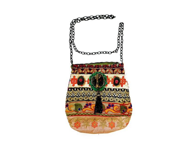 Borsetta a tracolla in tessuto indiano