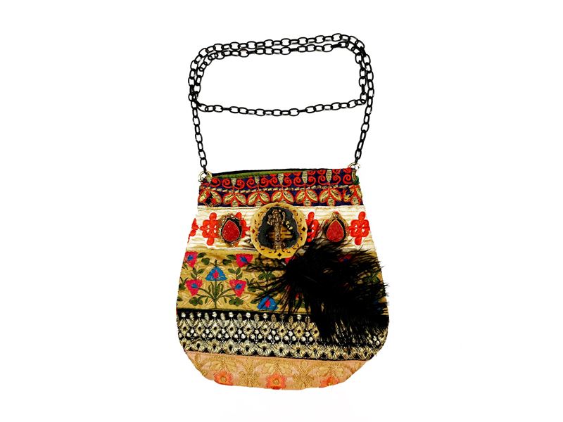 Borsetta a tracolla in tessuto indiano