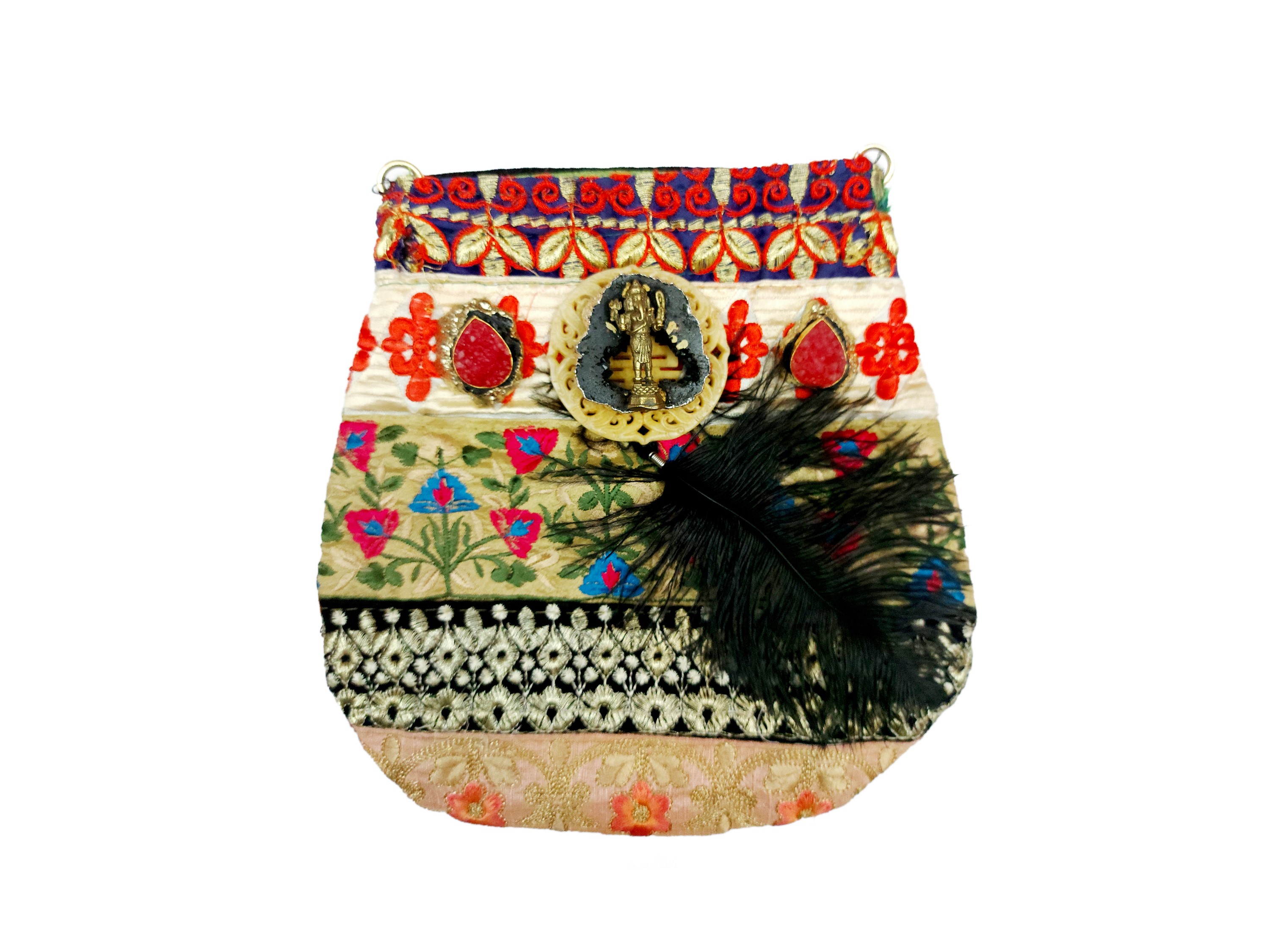 Borsetta a tracolla in tessuto indiano