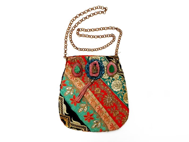 Borsetta a tracolla in tessuto indiano