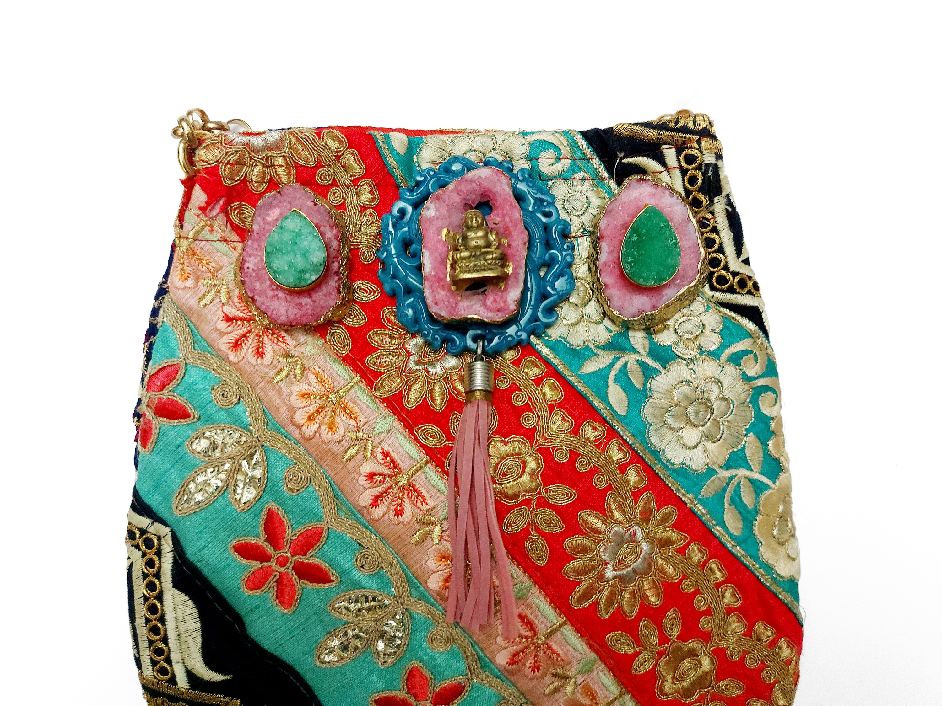 Borsetta a tracolla in tessuto indiano