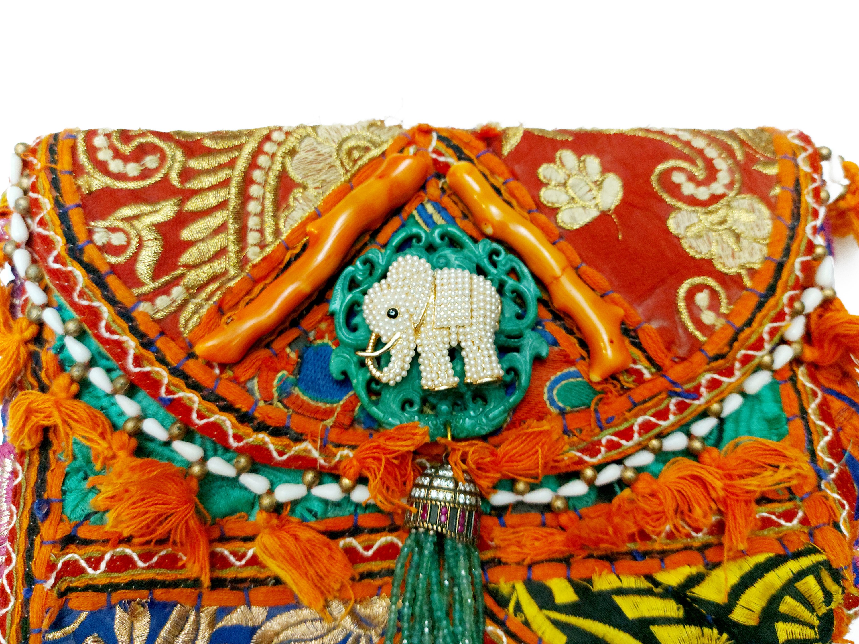 Borsetta a tracolla in tessuto indiano