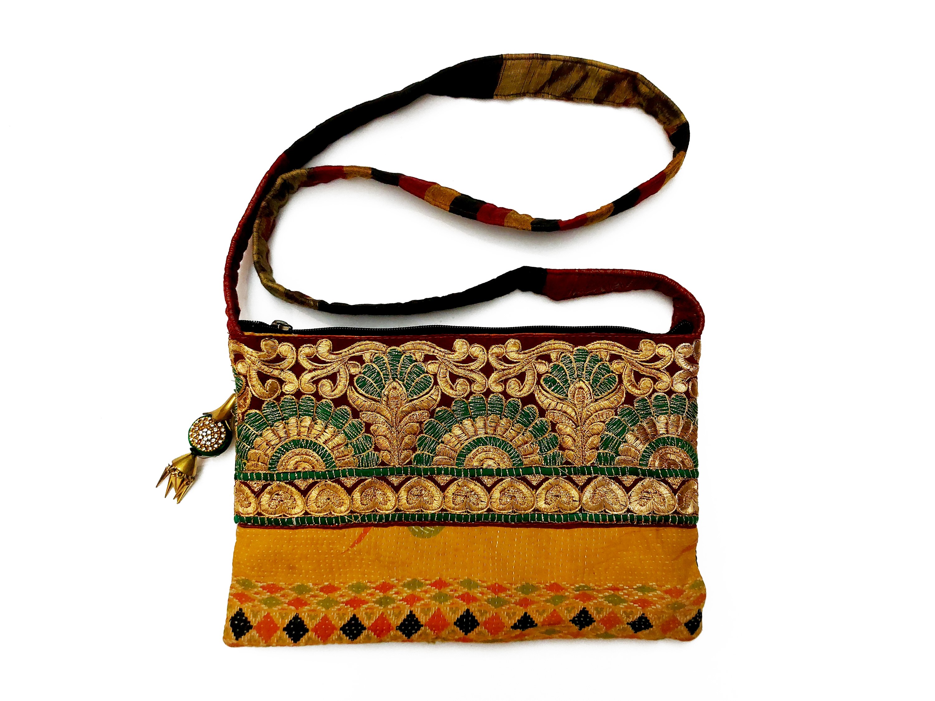 Borsetta a tracolla in tessuto indiano