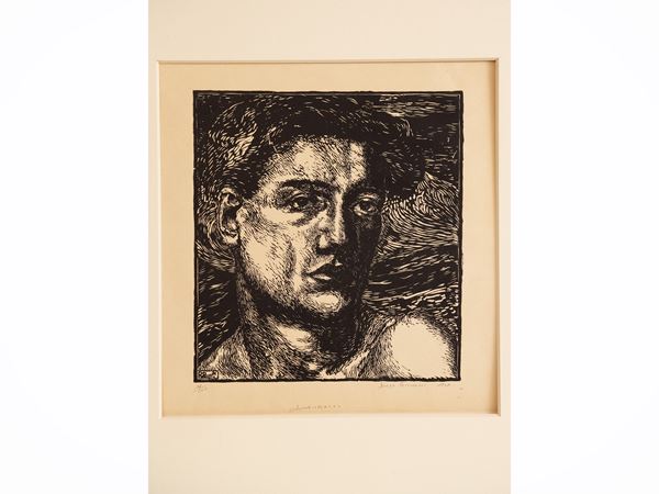 Diego Pettinelli : Autoritratto 1927  - Asta Grafica da collezione - Maison Bibelot - Casa d'Aste Firenze - Milano