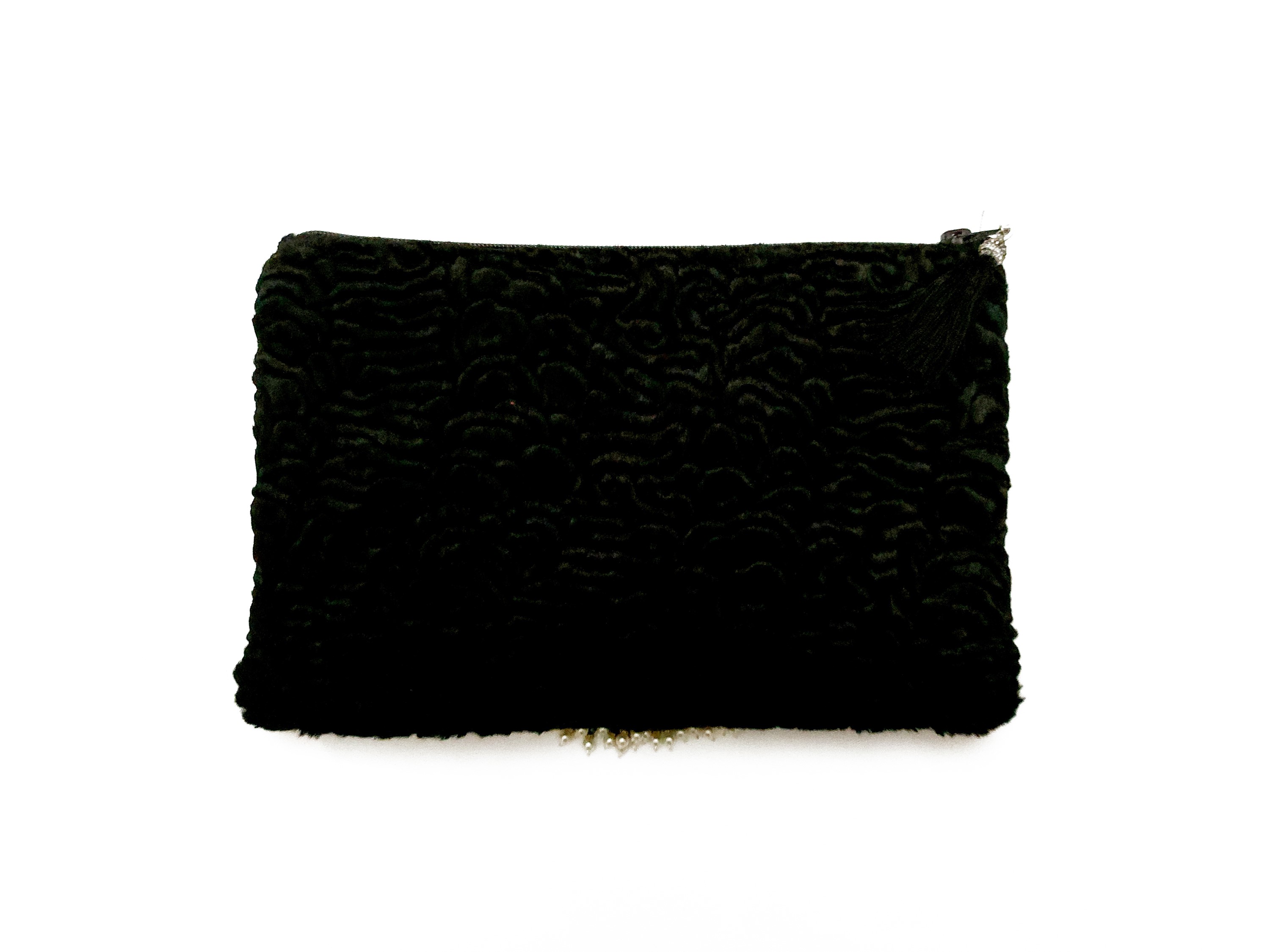 Pochette in velluto devoré nero